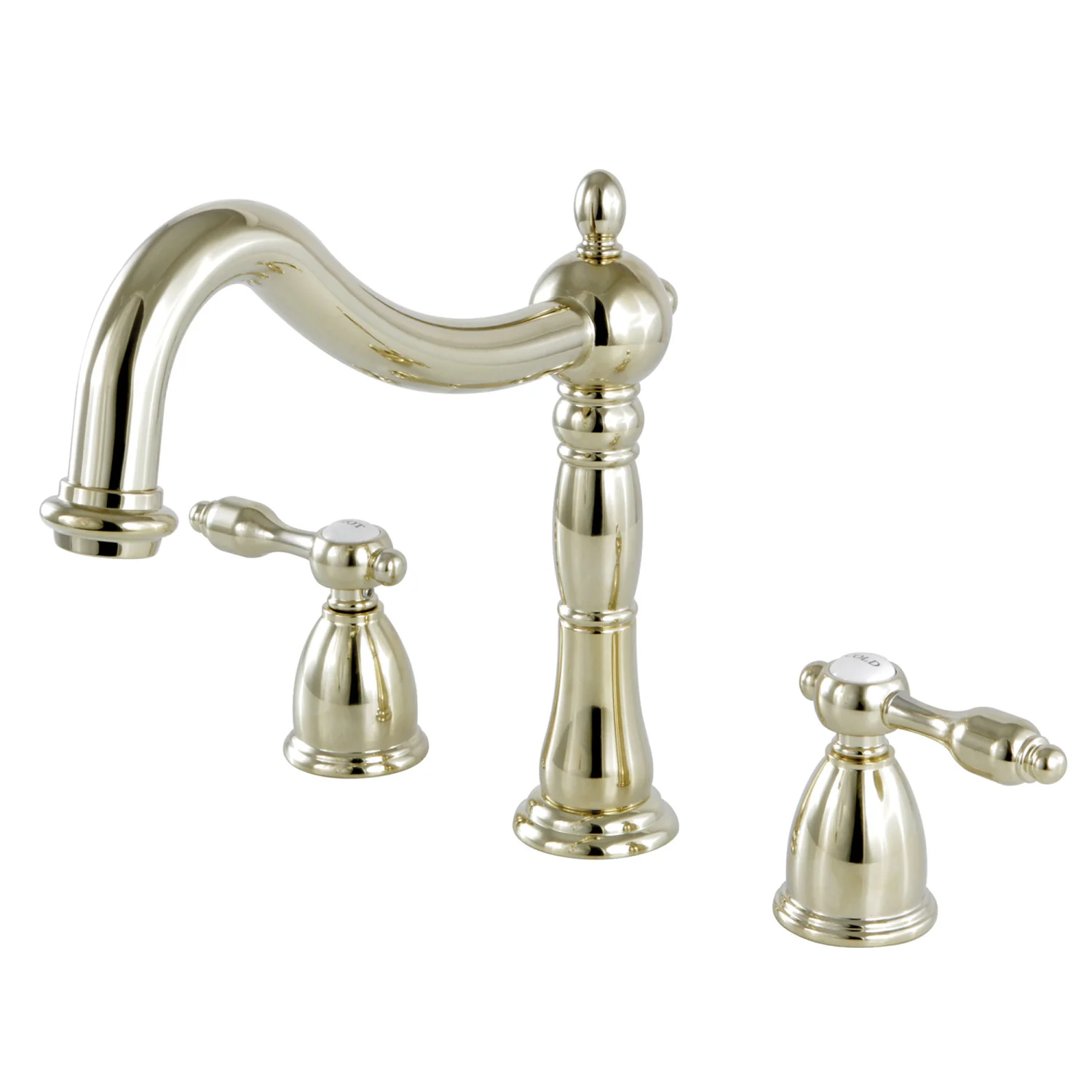 Kingston Heirloom KS1342TAL - Tudor Two-Handle 3-Hole Deck Mount Roman Tub Faucet, Polished Brass