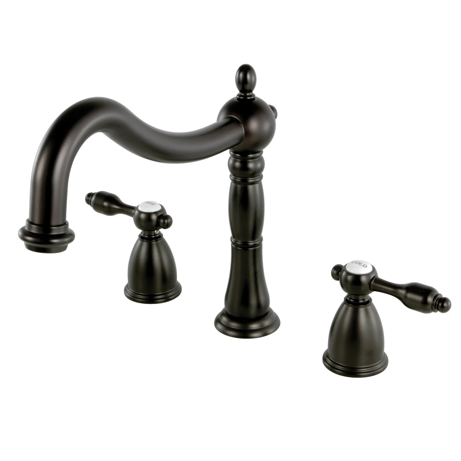 Kingston Heirloom KS1345TAL - Tudor Two-Handle 3-Hole Deck Mount Roman Tub Faucet, Oil Rubbed Bronze