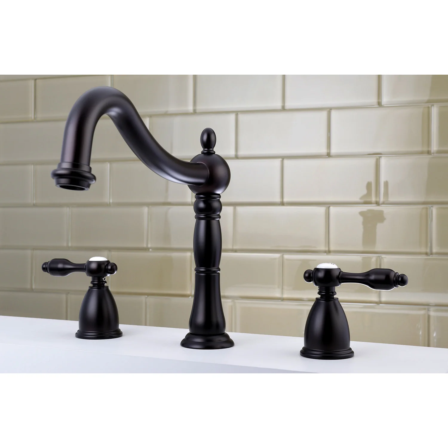Kingston Heirloom KS1345TAL - Tudor Two-Handle 3-Hole Deck Mount Roman Tub Faucet, Oil Rubbed Bronze - Image 2