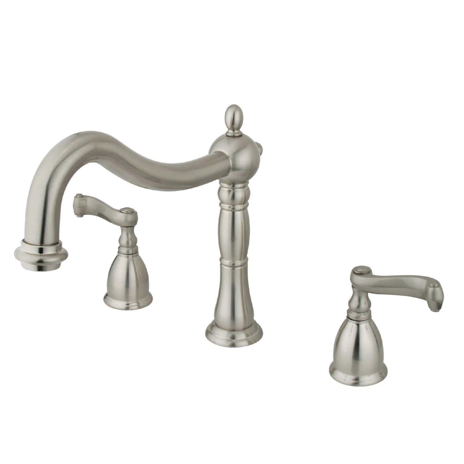 Kingston Heirloom KS1348FL - Heritage Two-Handle 3-Hole Deck Mount Roman Tub Faucet, Brushed Nickel