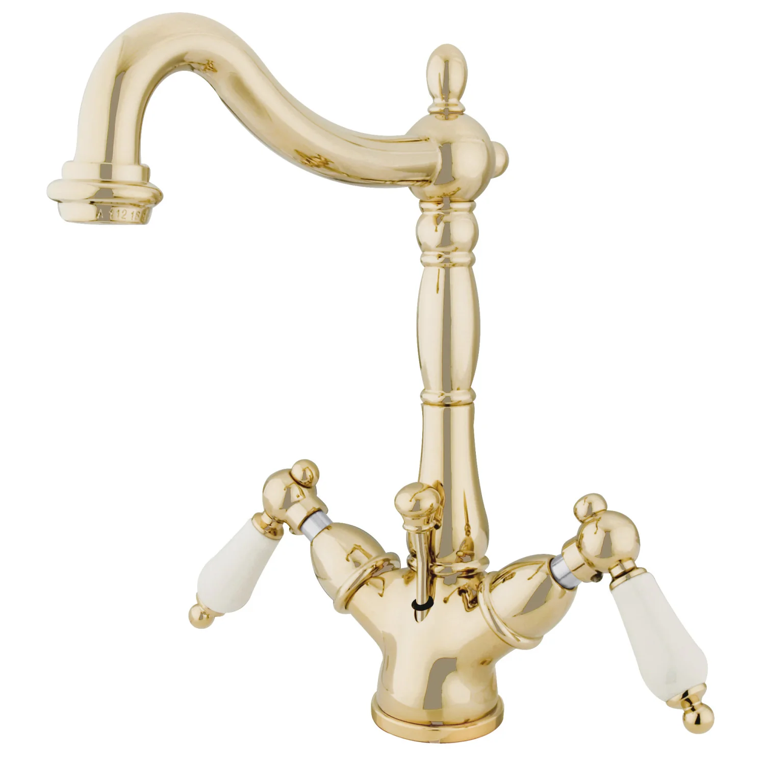 Kingston Heirloom KS1432PL - Heritage Double-Handle 1-or-3 Hole Deck Mount 4-Inch Centerset Bathroom Faucet with Brass Pop-Up, Polished Brass