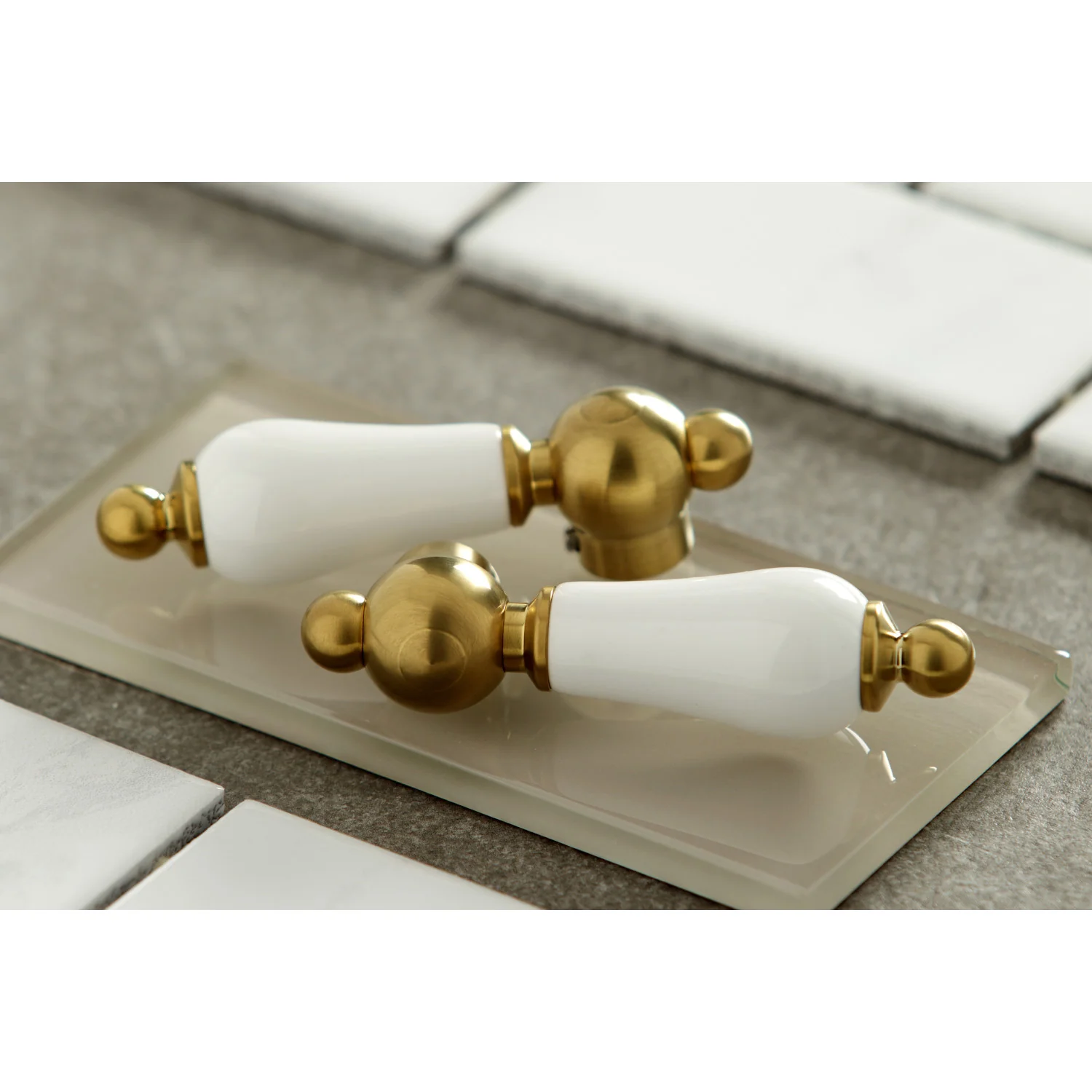 Kingston Heirloom KS1437PL - Heritage Double-Handle 1-or-3 Hole Deck Mount 4-Inch Centerset Bathroom Faucet with Brass Pop-Up, Brushed Brass - Image 2