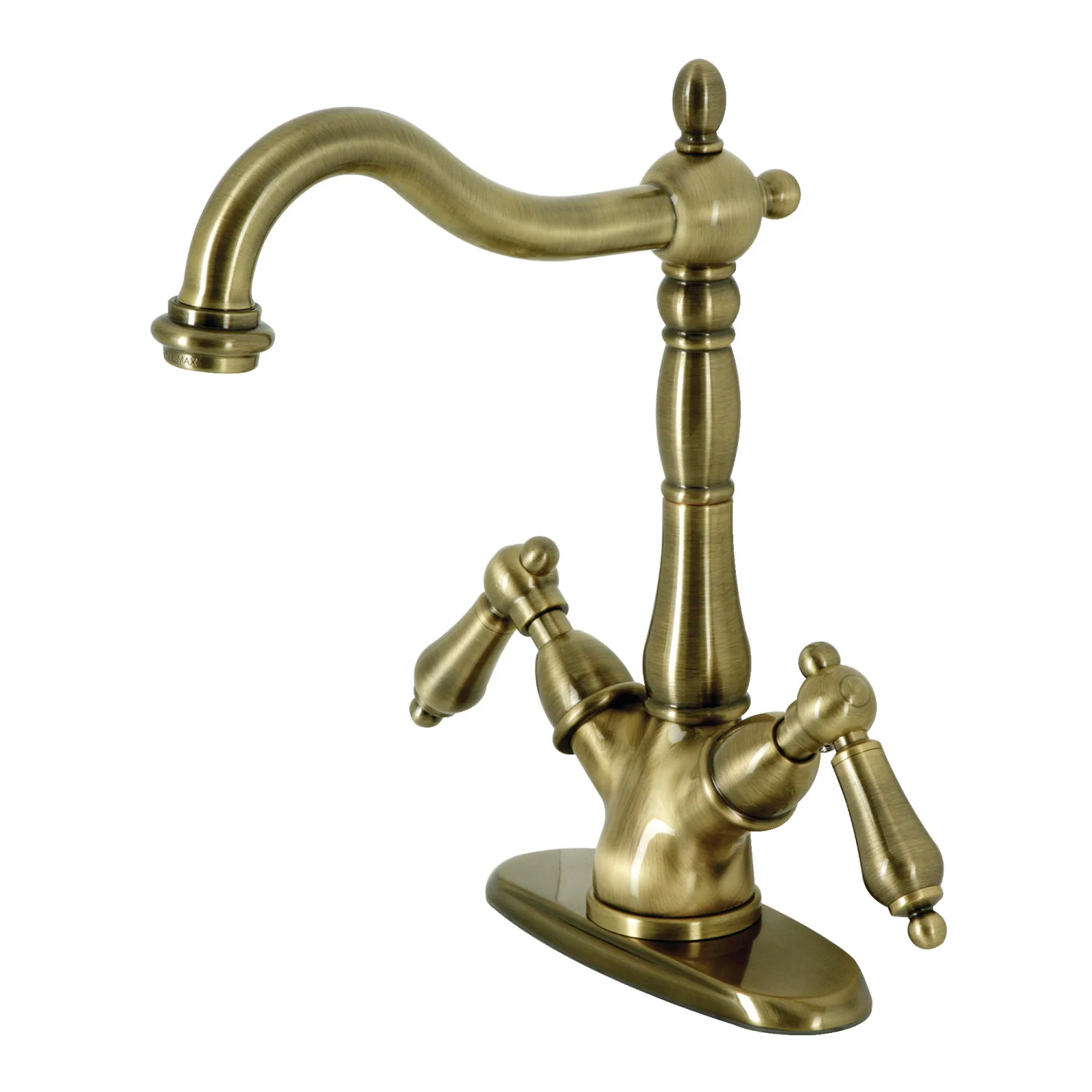 Kingston Heirloom KS1493AL - Heritage Two-Handle 1-or-3 Hole Deck Mount Vessel Faucet, Antique Brass