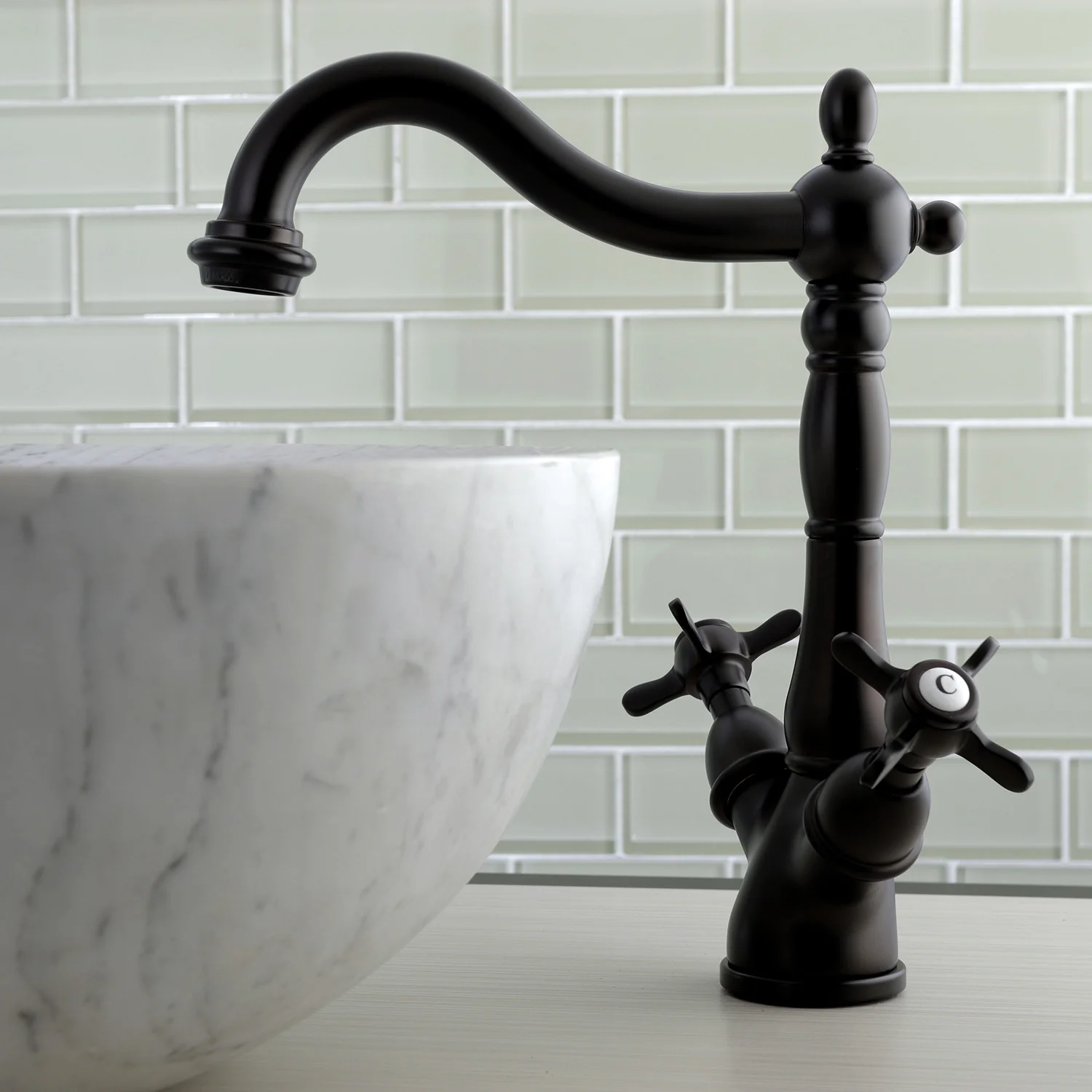 Kingston Heirloom KS1495BEX - Essex Two-Handle 1-or-3 Hole Deck Mount Vessel Faucet, Oil Rubbed Bronze - Image 2