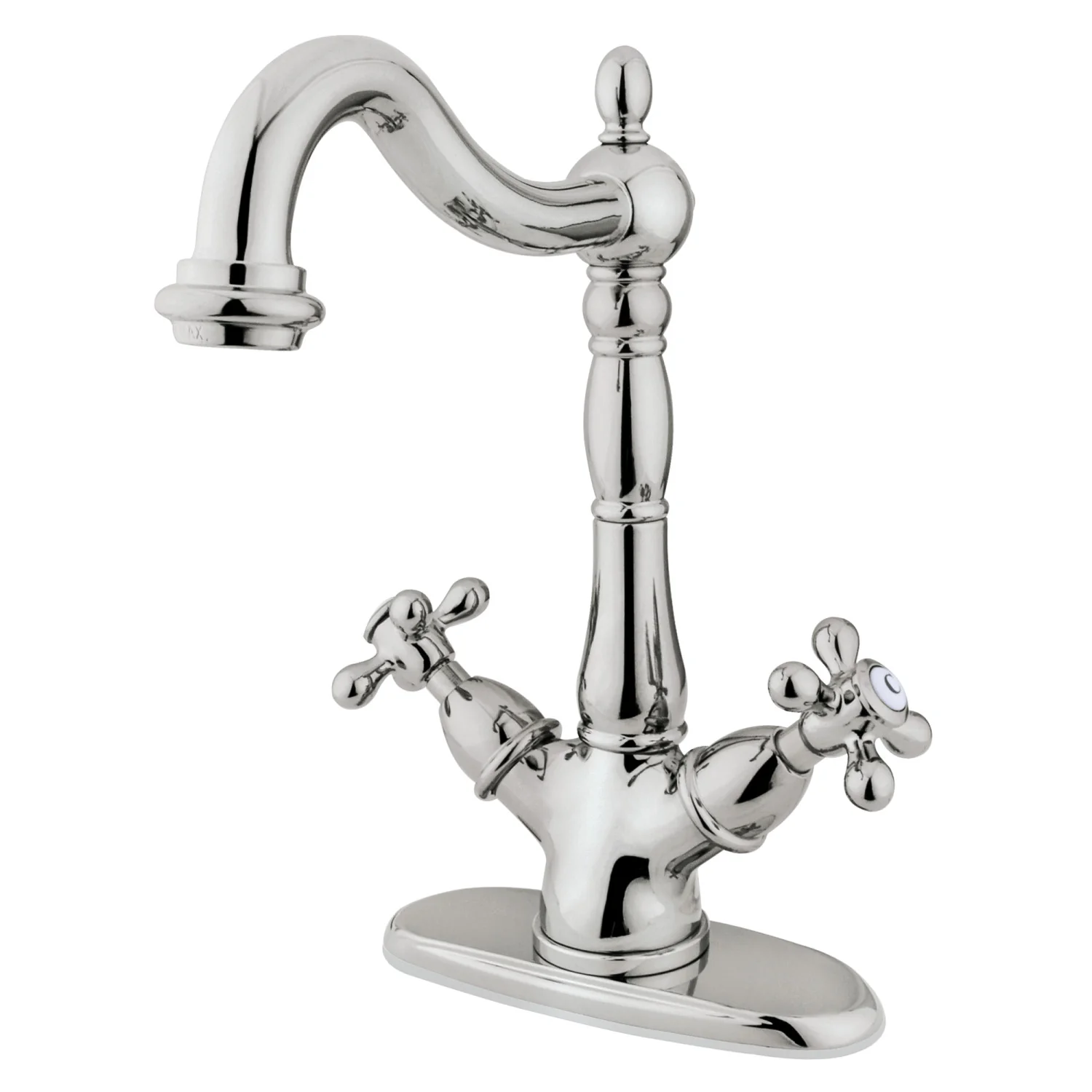 Kingston Heirloom KS1496AX - Heritage Two-Handle 1-or-3 Hole Deck Mount Vessel Faucet, Polished Nickel