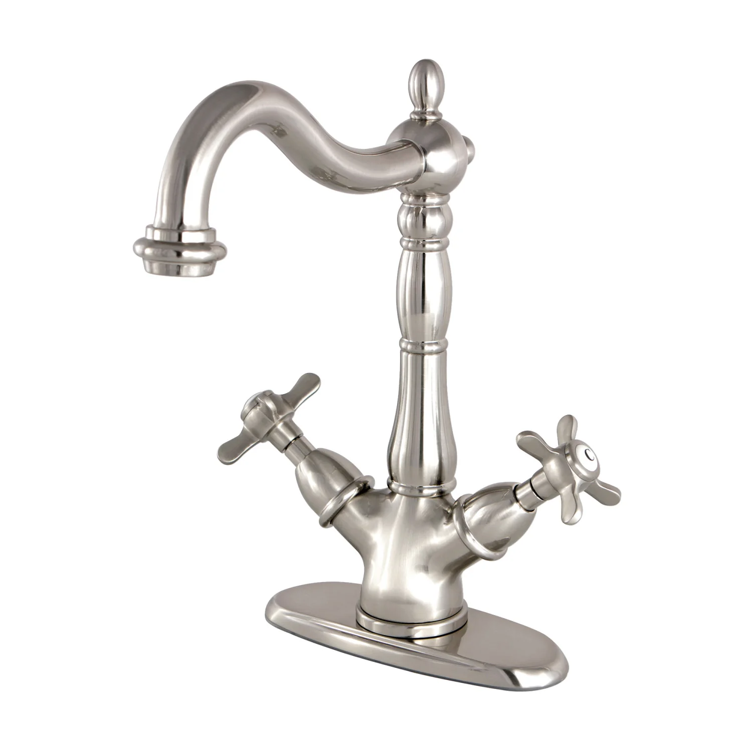 Kingston Heirloom KS1498BEX - Essex Two-Handle 1-or-3 Hole Deck Mount Vessel Faucet, Brushed Nickel