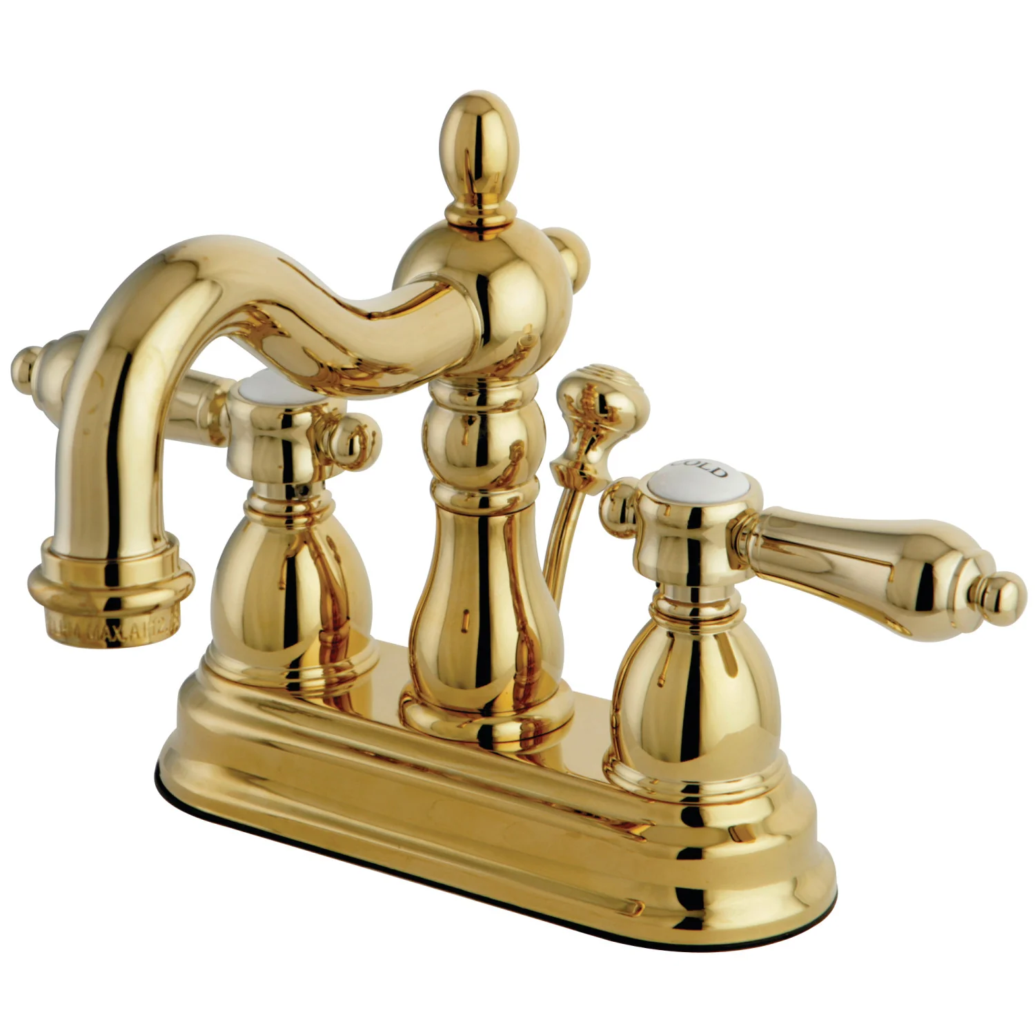 Kingston Heirloom KS1602BAL Double-Handle 3-Hole Deck Mount 4-Inch Centerset Bathroom Faucet with Brass Pop-Up, Polished Brass