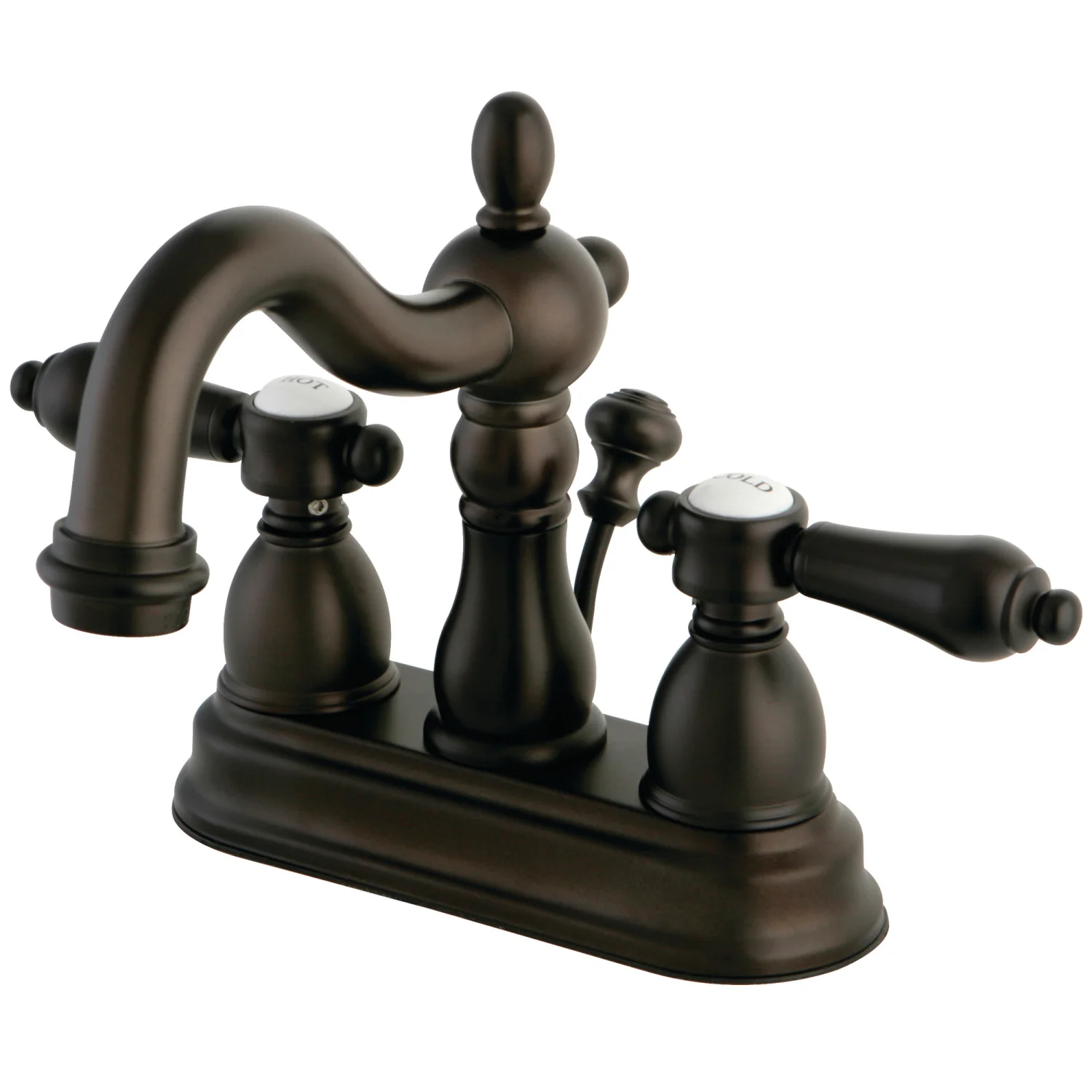 Kingston Heirloom KS1605BAL Double-Handle 3-Hole Deck Mount 4-Inch Centerset Bathroom Faucet with Brass Pop-Up, Oil Rubbed Bronze