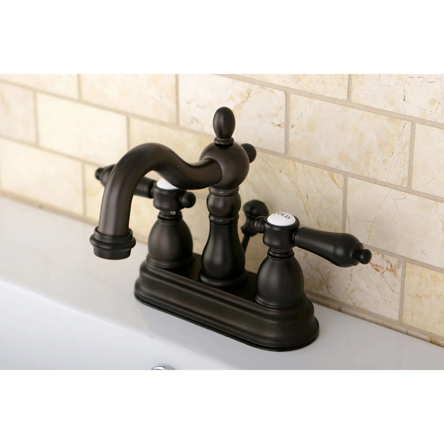 Kingston Heirloom KS1605BAL Double-Handle 3-Hole Deck Mount 4-Inch Centerset Bathroom Faucet with Brass Pop-Up, Oil Rubbed Bronze - Image 3