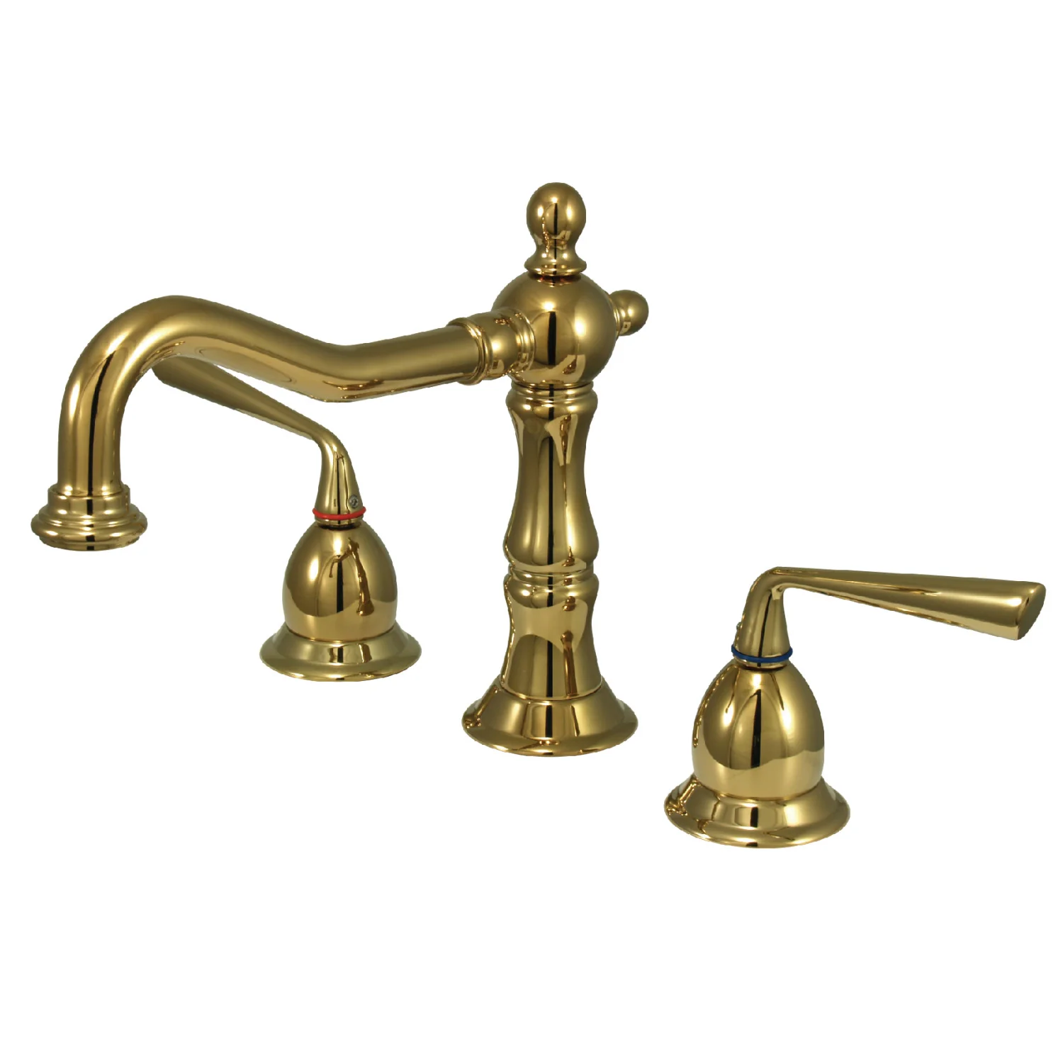Kingston Heirloom KS1972ZL - Silver Sage Two-Handle 3-Hole Deck Mount Widespread Bathroom Faucet with Brass Pop-Up, Polished Brass