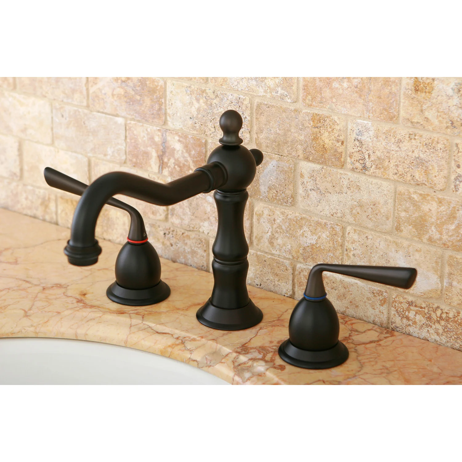 Kingston Heirloom KS1975ZL - Silver Sage Two-Handle 3-Hole Deck Mount Widespread Bathroom Faucet with Brass Pop-Up, Oil Rubbed Bronze - Image 2