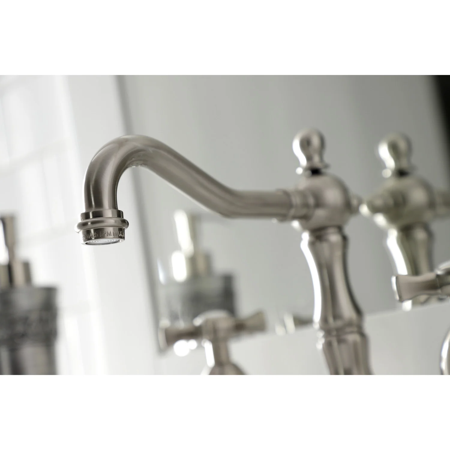 Kingston Heirloom KS1978NX - Hamilton Two-Handle 3-Hole Deck Mount Widespread Bathroom Faucet with Brass Pop-Up, Brushed Nickel - Image 3