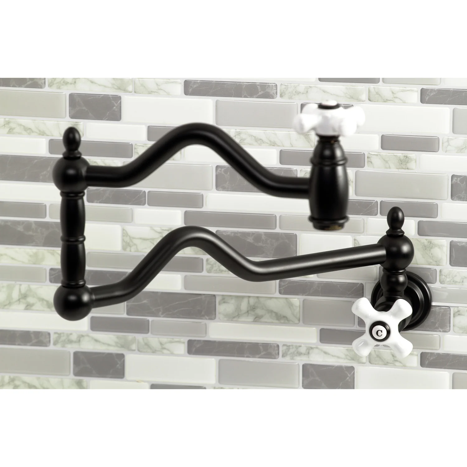 Kingston Heirloom KS2100PX - Heritage Two-Handle 1-Hole Wall Mount Pot Filler Faucet, Matte Black - Image 4