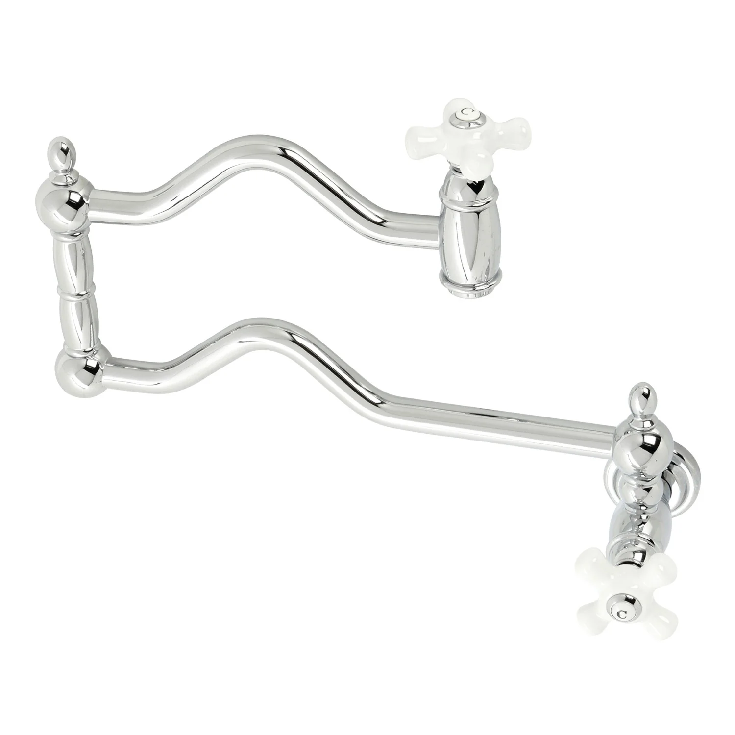 Kingston Heirloom KS2101PX - Heritage Two-Handle 1-Hole Wall Mount Pot Filler Faucet, Polished Chrome