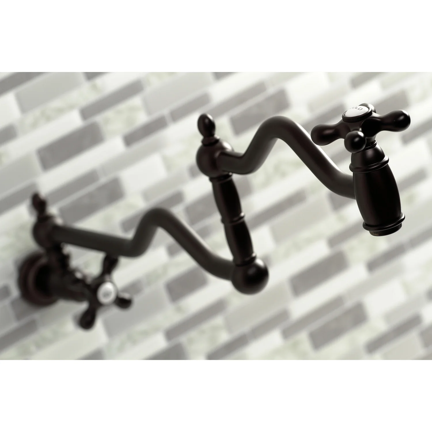 Kingston Heirloom KS2105AX - Heritage Two-Handle 1-Hole Wall Mount Pot Filler Faucet, Oil Rubbed Bronze - Image 2