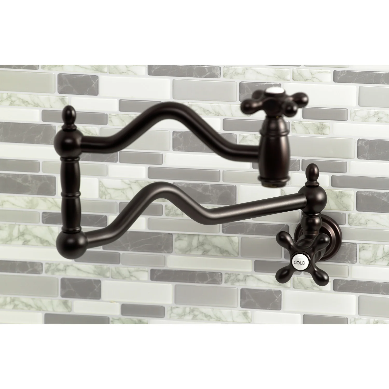Kingston Heirloom KS2105AX - Heritage Two-Handle 1-Hole Wall Mount Pot Filler Faucet, Oil Rubbed Bronze - Image 4