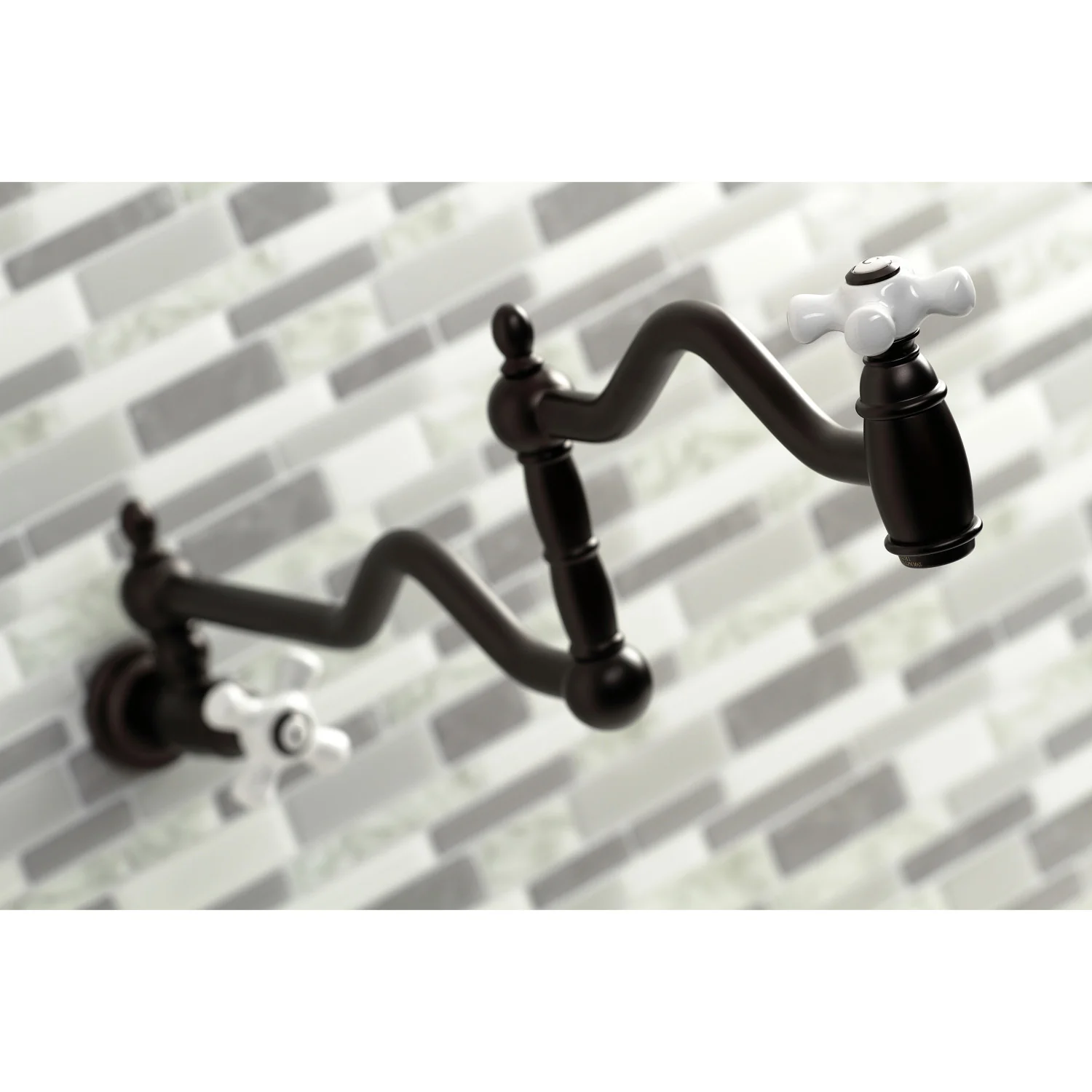 Kingston Heirloom KS2105PX - Heritage Two-Handle 1-Hole Wall Mount Pot Filler Faucet, Oil Rubbed Bronze - Image 2