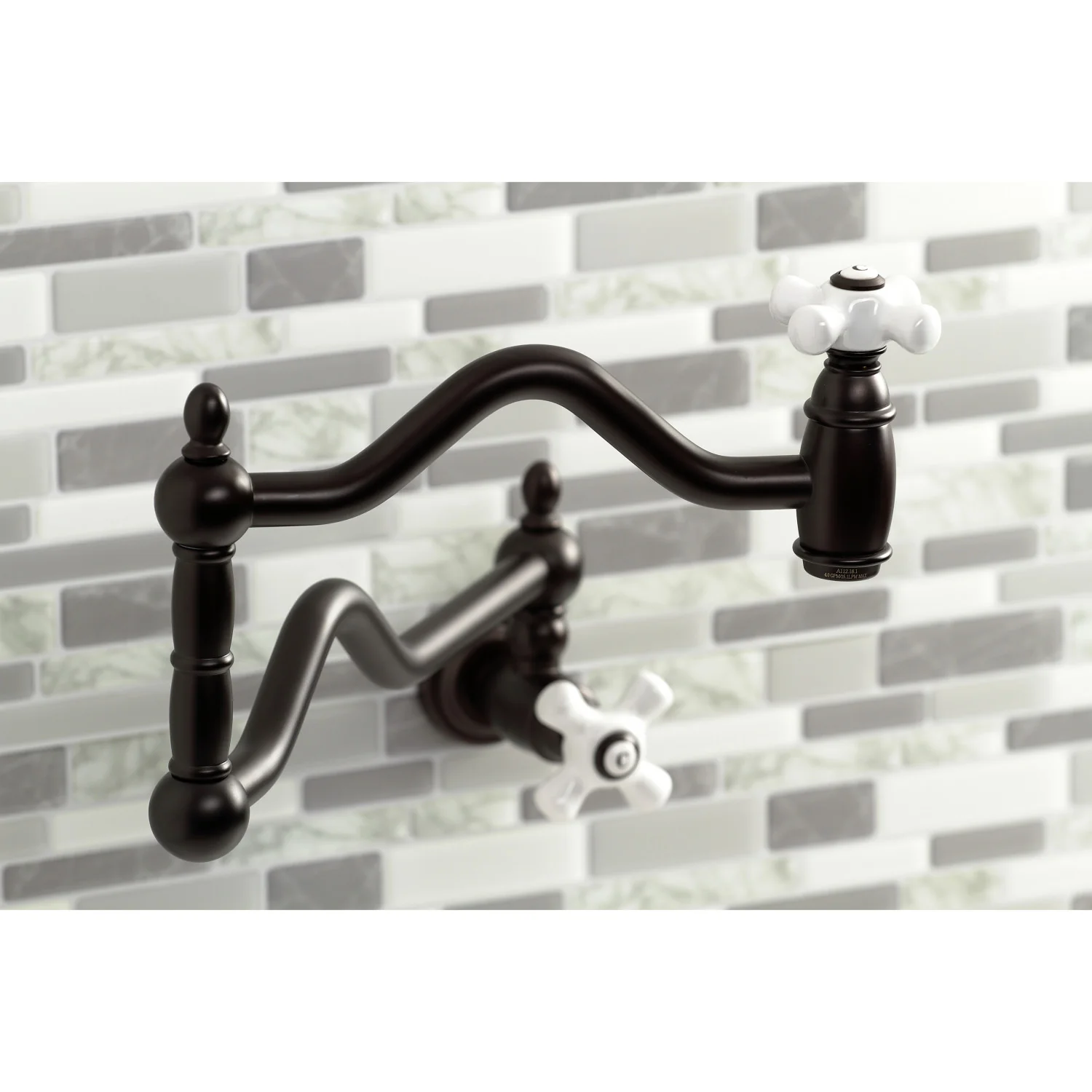 Kingston Heirloom KS2105PX - Heritage Two-Handle 1-Hole Wall Mount Pot Filler Faucet, Oil Rubbed Bronze - Image 3