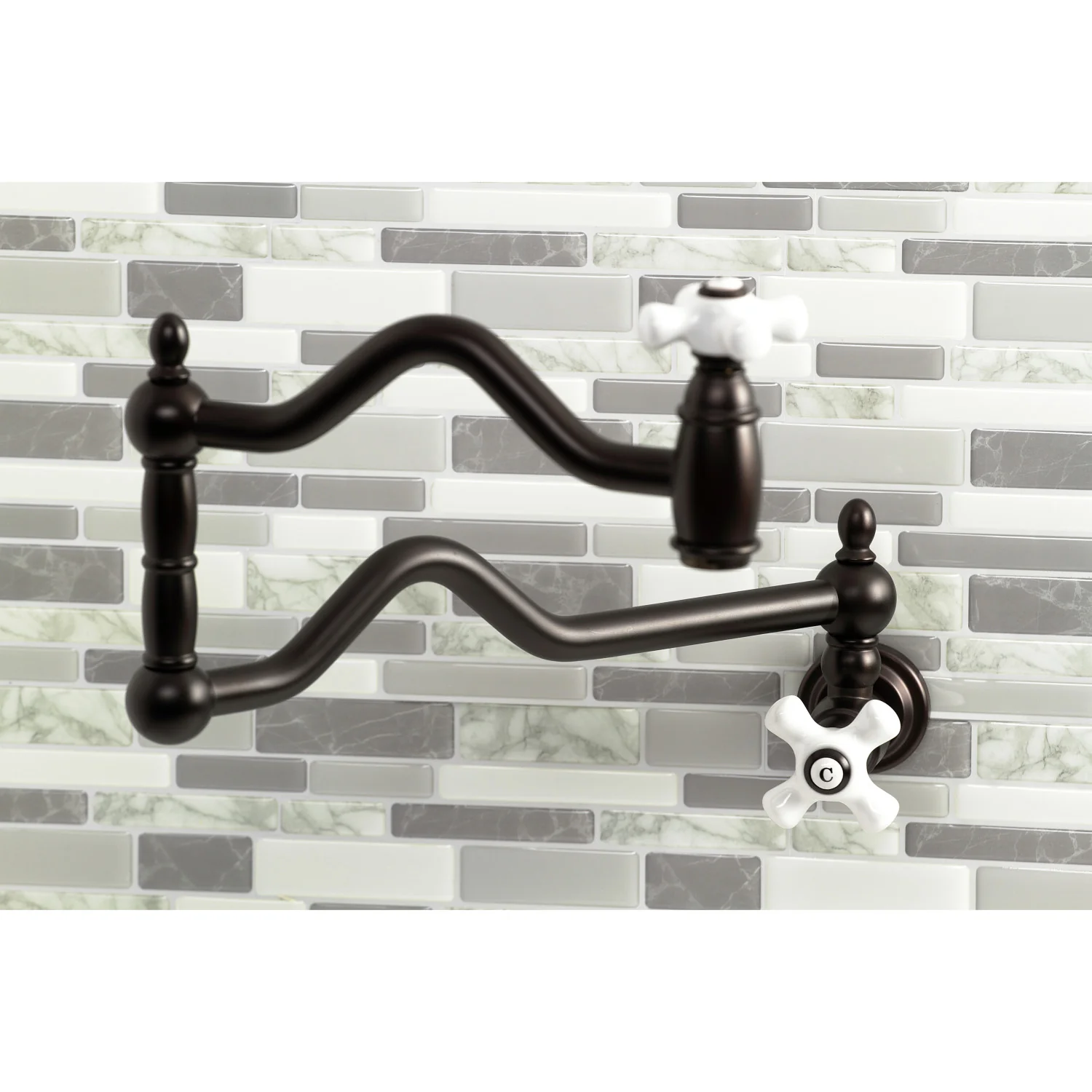 Kingston Heirloom KS2105PX - Heritage Two-Handle 1-Hole Wall Mount Pot Filler Faucet, Oil Rubbed Bronze - Image 4