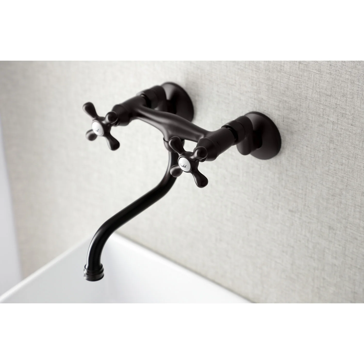 Kingston Heirloom KS216ORB - Kingston Double-Handle 2-Hole Wall Mount Bathroom Faucet, Oil Rubbed Bronze - Image 6