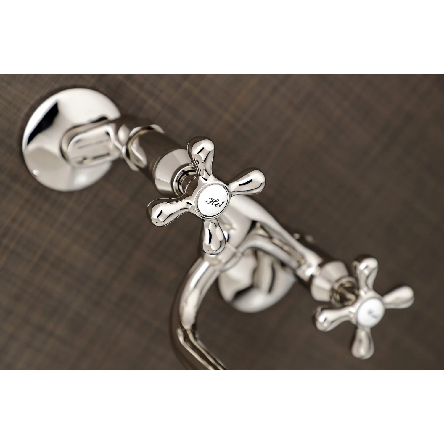 Kingston Heirloom KS216PN - Kingston Double-Handle 2-Hole Wall Mount Bathroom Faucet, Polished Nickel - Image 2