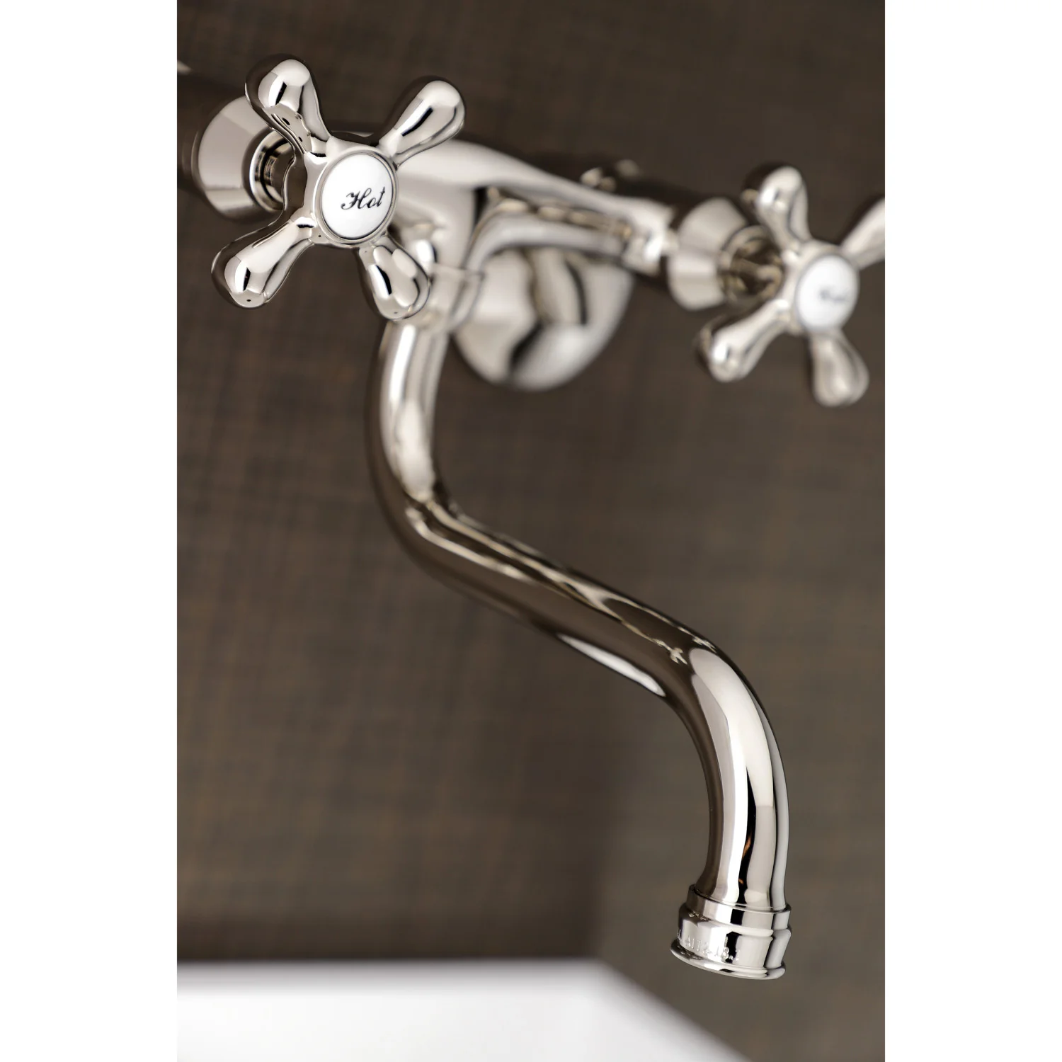 Kingston Heirloom KS216PN - Kingston Double-Handle 2-Hole Wall Mount Bathroom Faucet, Polished Nickel - Image 4