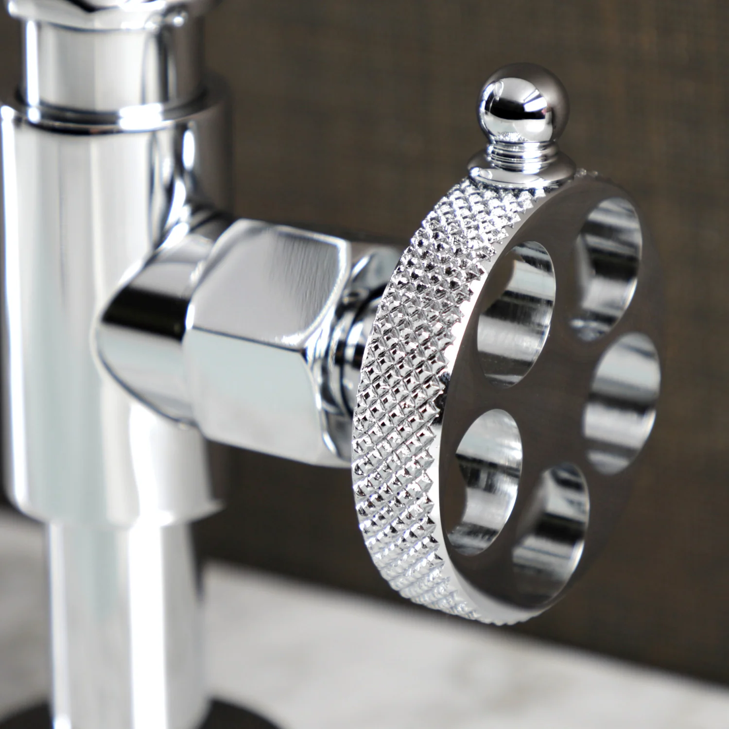 Kingston Sona KS2171RKX - Webb Two-Handle 2-Hole Deck Mount Bridge Bathroom Faucet with Knurled Handle and Push Pop-Up Drain, Polished Chrome - Image 7