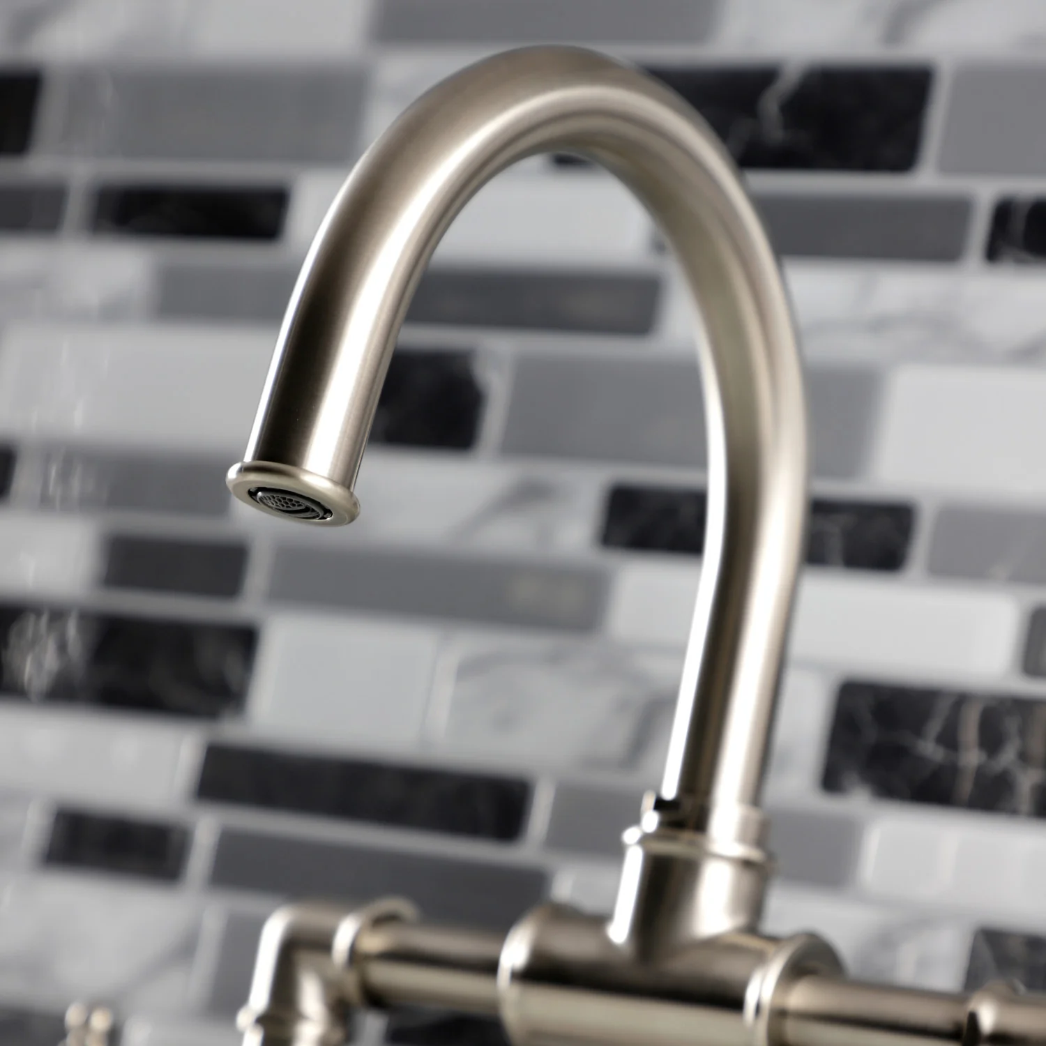 Kingston Sona KS2178RKX - Webb Two-Handle 2-Hole Deck Mount Bridge Bathroom Faucet with Knurled Handle and Push Pop-Up Drain, Brushed Nickel - Image 5