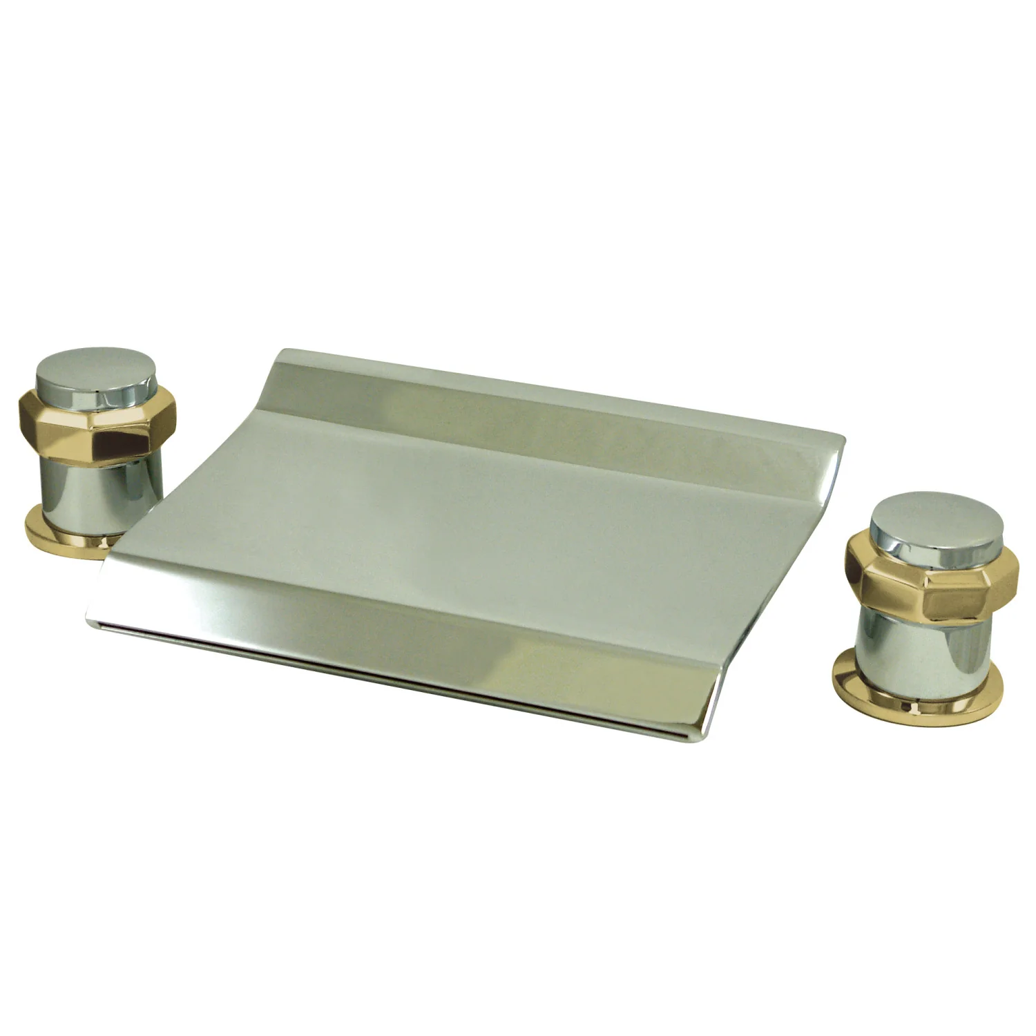Kingston Milano KS2244AR Two-Handle 3-Hole Deck Mount Roman Tub Faucet, Polished Chrome/Polished Brass