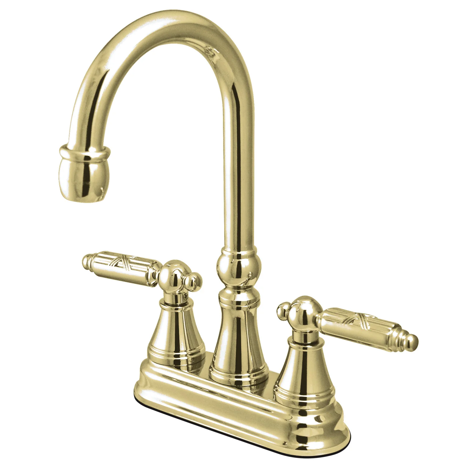 Kingston Tulare KS2492GL - Georgian Two-Handle 2-Hole Deck Mount Bar Faucet, Polished Brass