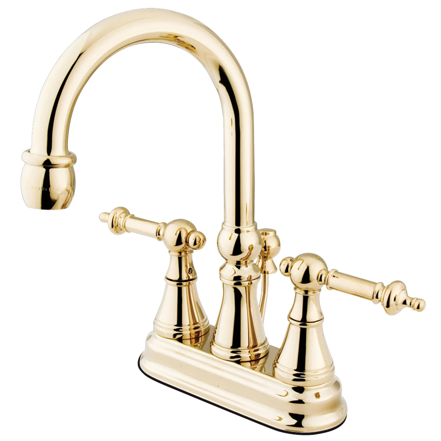 Kingston Tulare KS2612TL - Templeton Double-Handle 3-Hole Deck Mount 4-Inch Centerset Bathroom Faucet with Brass Pop-Up, Polished Brass