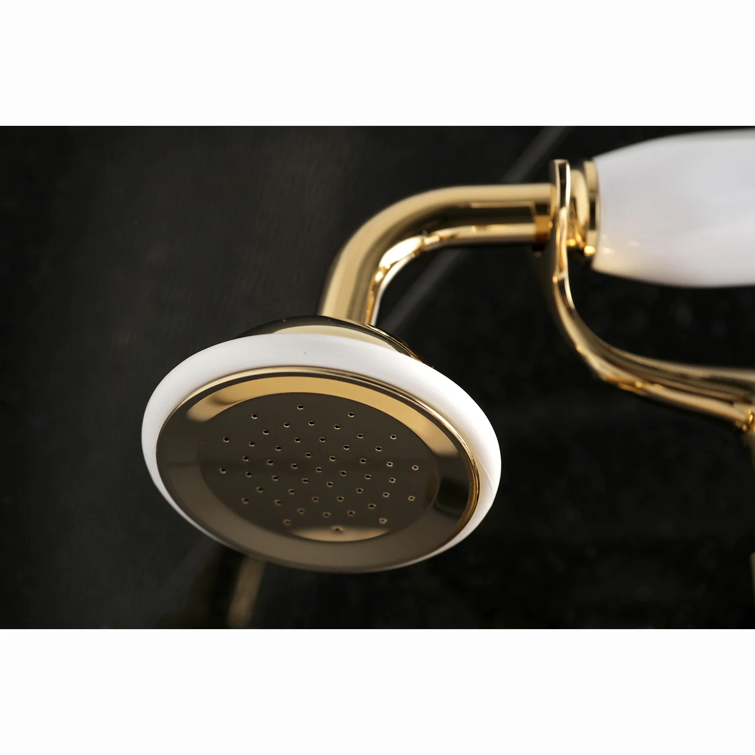 Kingston Heirloom KS266PB - Kingston Two-Handle 2-Hole Wall Mount Clawfoot Tub Faucet with Hand Shower, Polished Brass - Image 5