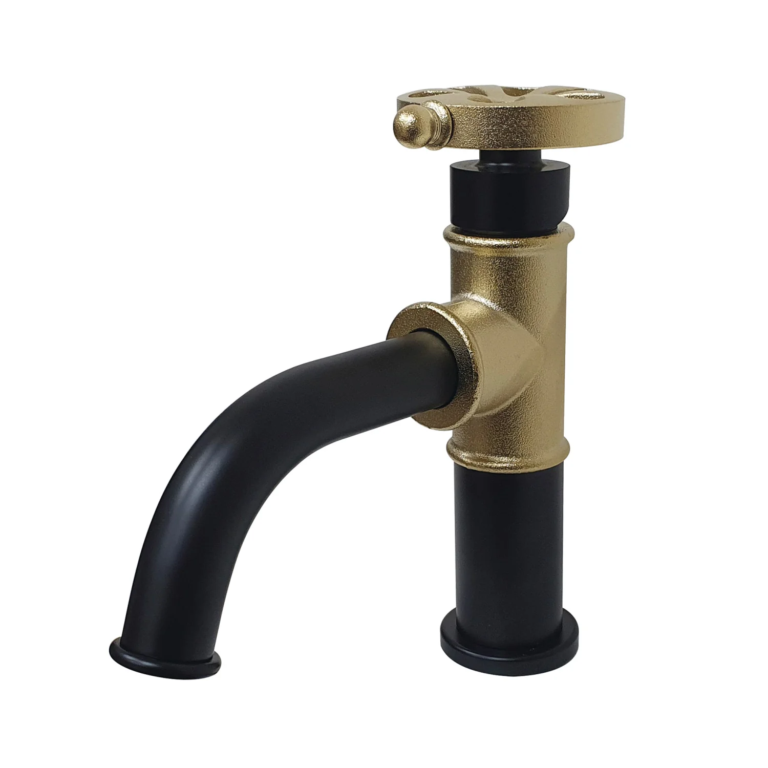 Kingston Heirloom KS2822RX - Belknap One-Handle 1-Hole Bathroom Faucet with Push Pop-Up Drain, Matte Black/Polished Brass