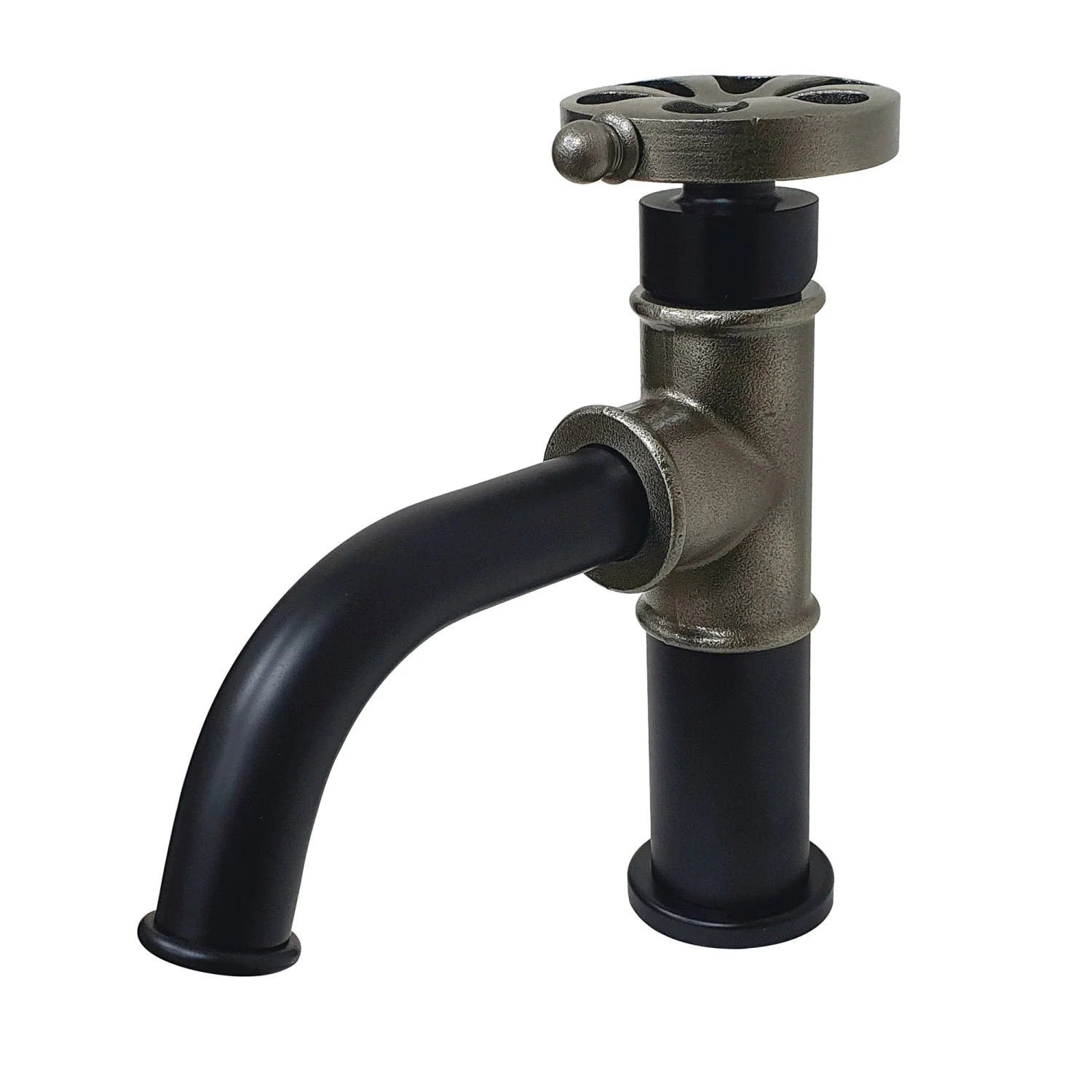 Kingston Heirloom KS2824RX - Belknap One-Handle 1-Hole Bathroom Faucet with Push Pop-Up Drain, Matte Black/Black Stainless