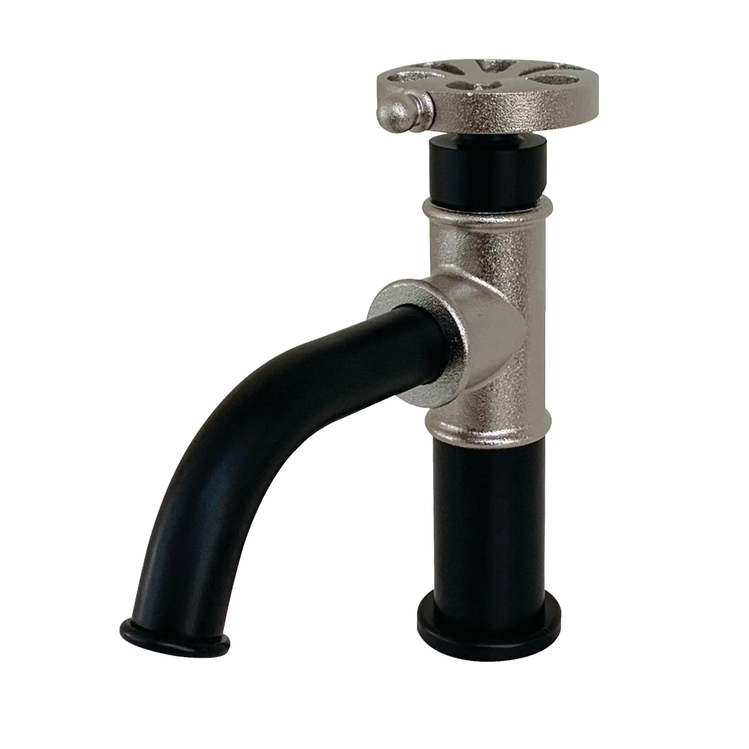 Kingston Heirloom KS2826RX - Belknap One-Handle 1-Hole Bathroom Faucet with Push Pop-Up Drain, Matte Black/Polished Nickel