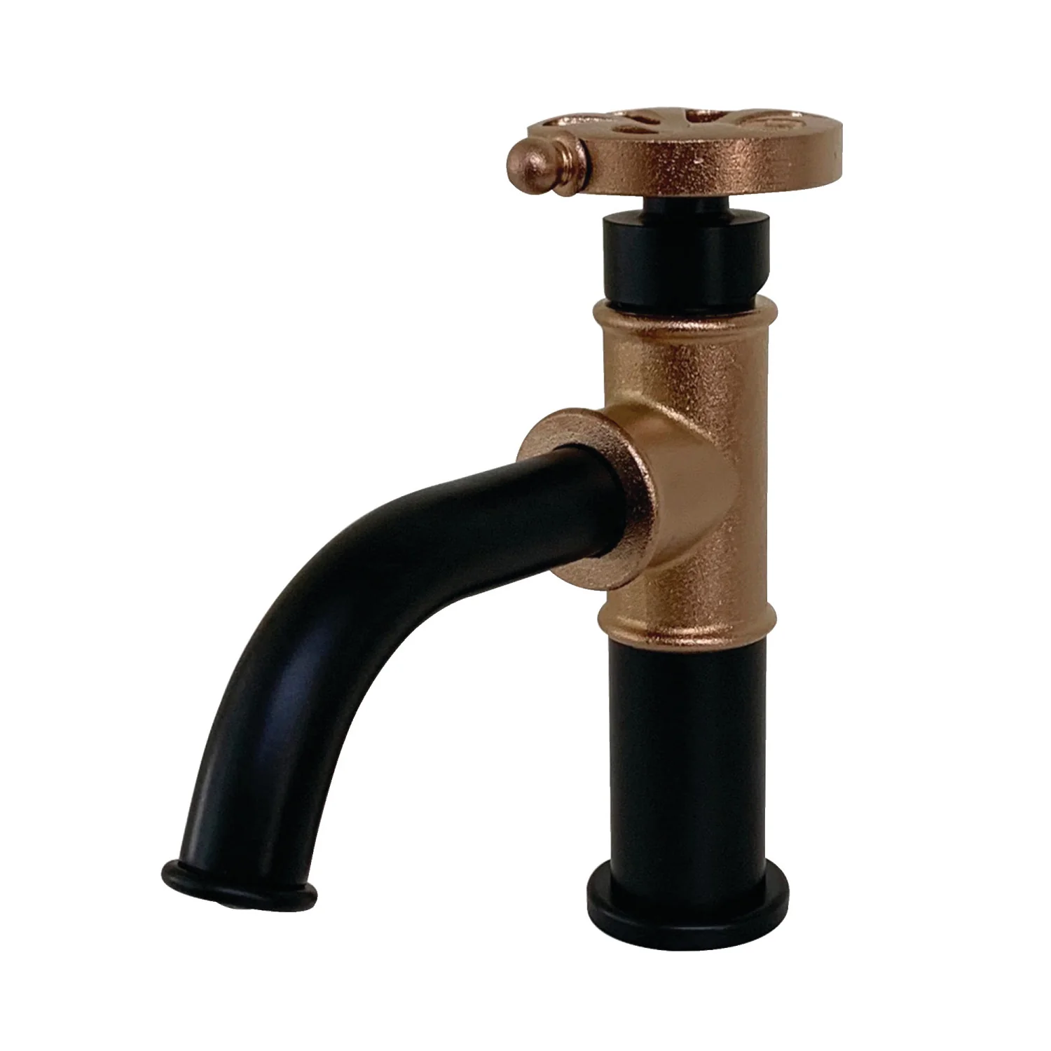 Kingston Heirloom KS2827RX - Belknap One-Handle 1-Hole Bathroom Faucet with Push Pop-Up Drain, Matte Black/Rose Gold