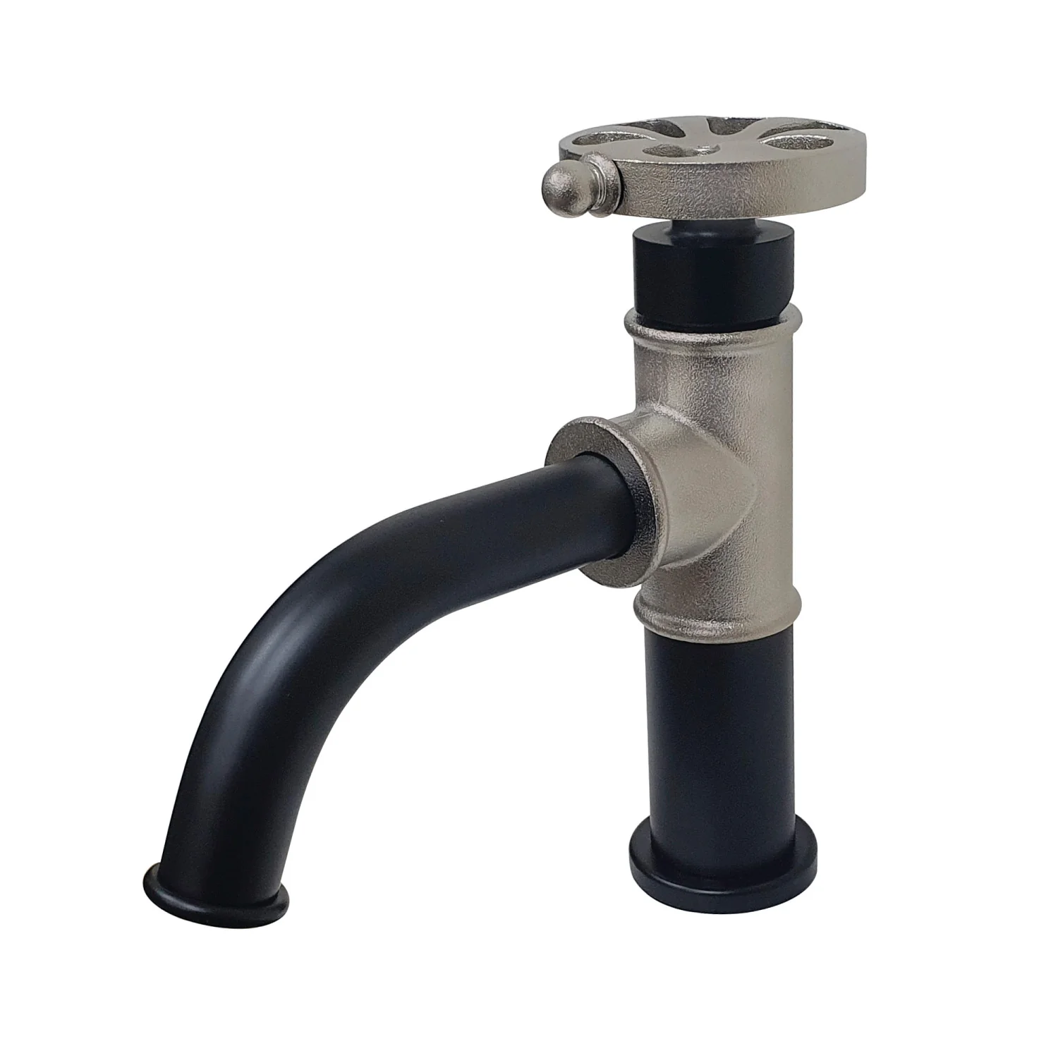 Kingston Heirloom KS2828RX - Belknap One-Handle 1-Hole Bathroom Faucet with Push Pop-Up Drain, Matte Black/Brushed Nickel