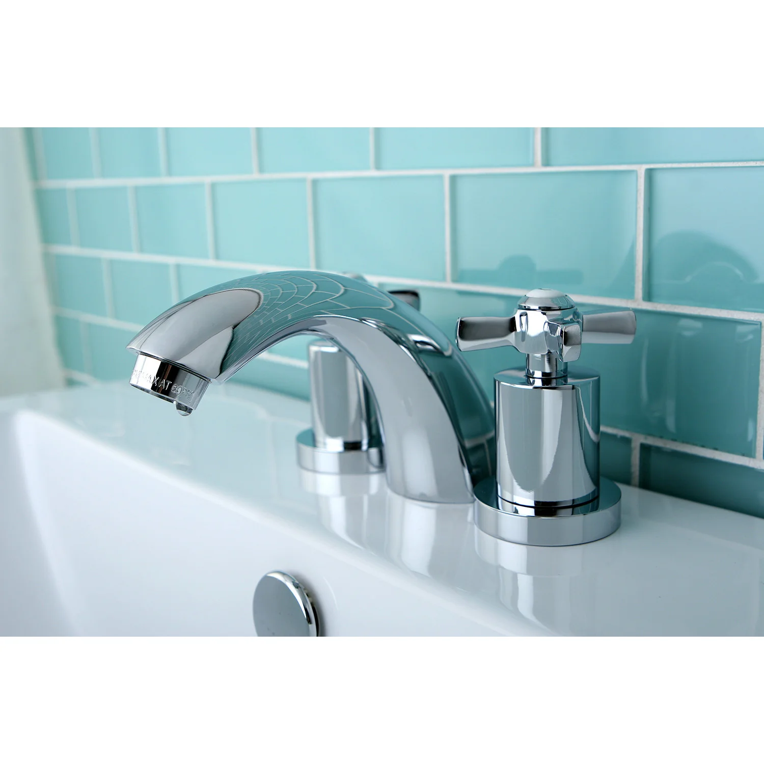 Kingston Tulare KS2951ZX - Millennium Two-Handle 3-Hole Deck Mount Mini-Widespread Bathroom Faucet with Brass Pop-Up, Polished Chrome - Image 2