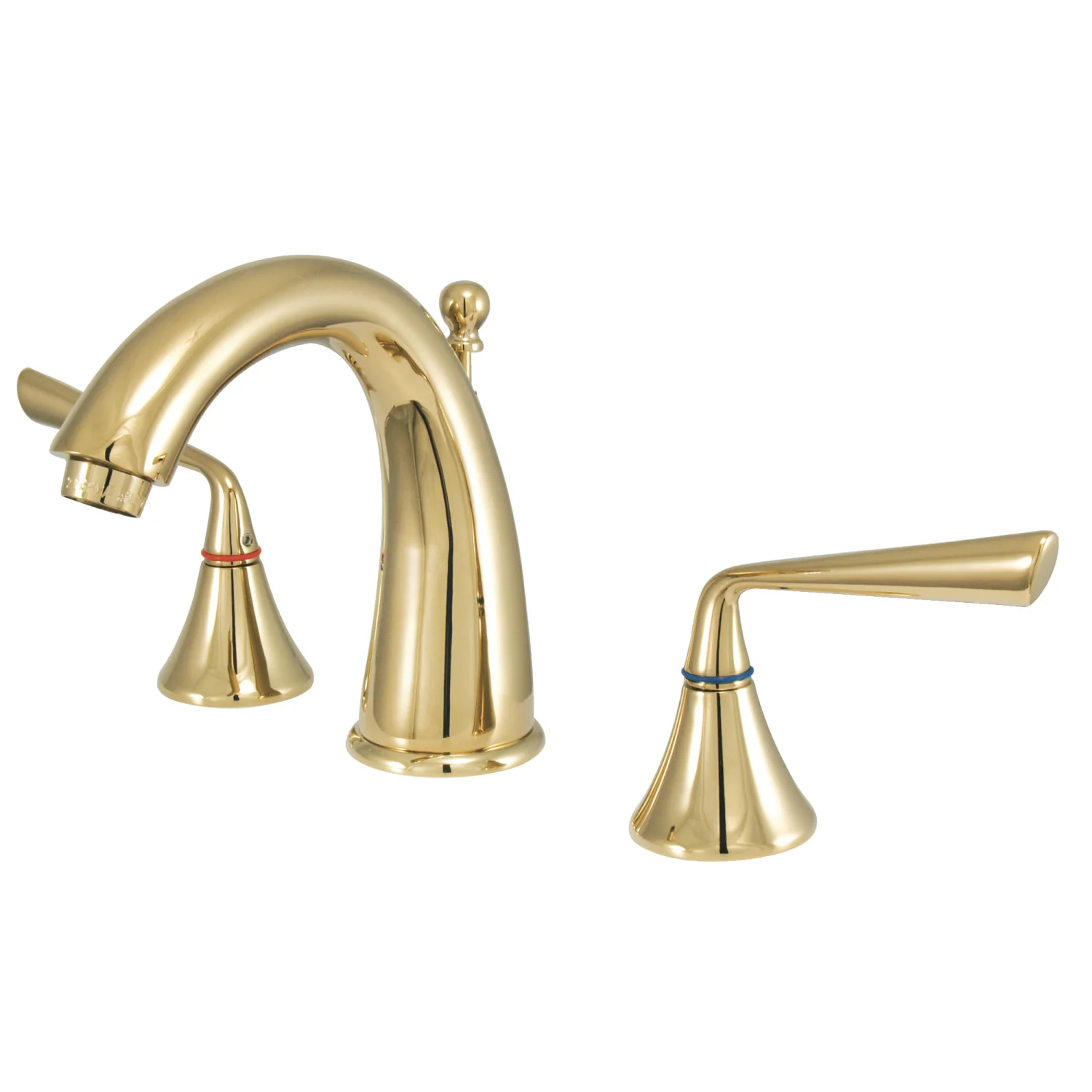 Kingston Tulare KS2972ZL - Silver Sage Two-Handle 3-Hole Deck Mount Widespread Bathroom Faucet with Brass Pop-Up, Polished Brass
