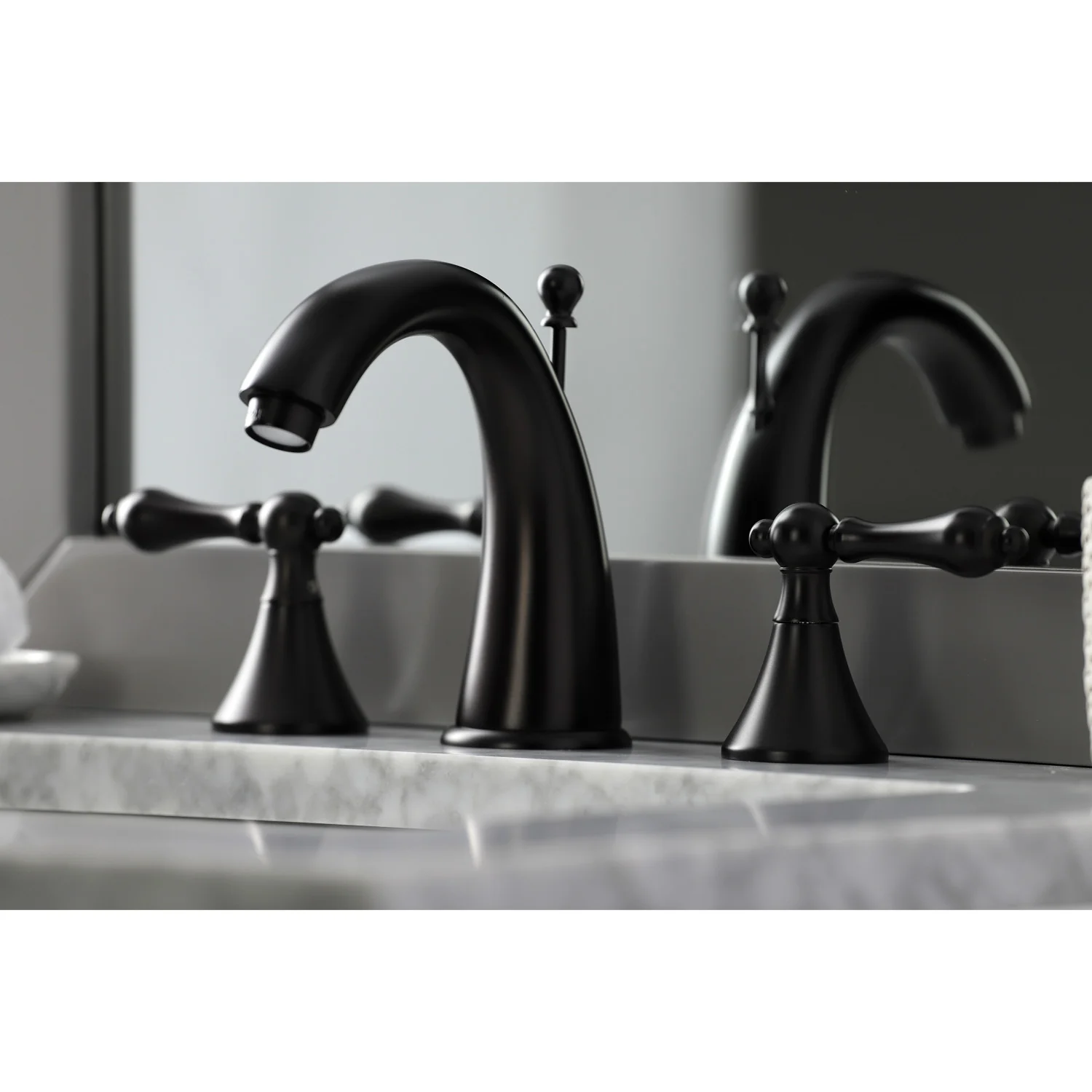 Kingston Tulare KS2975AL - Naples Two-Handle 3-Hole Deck Mount Widespread Bathroom Faucet with Brass Pop-Up, Oil Rubbed Bronze - Image 3