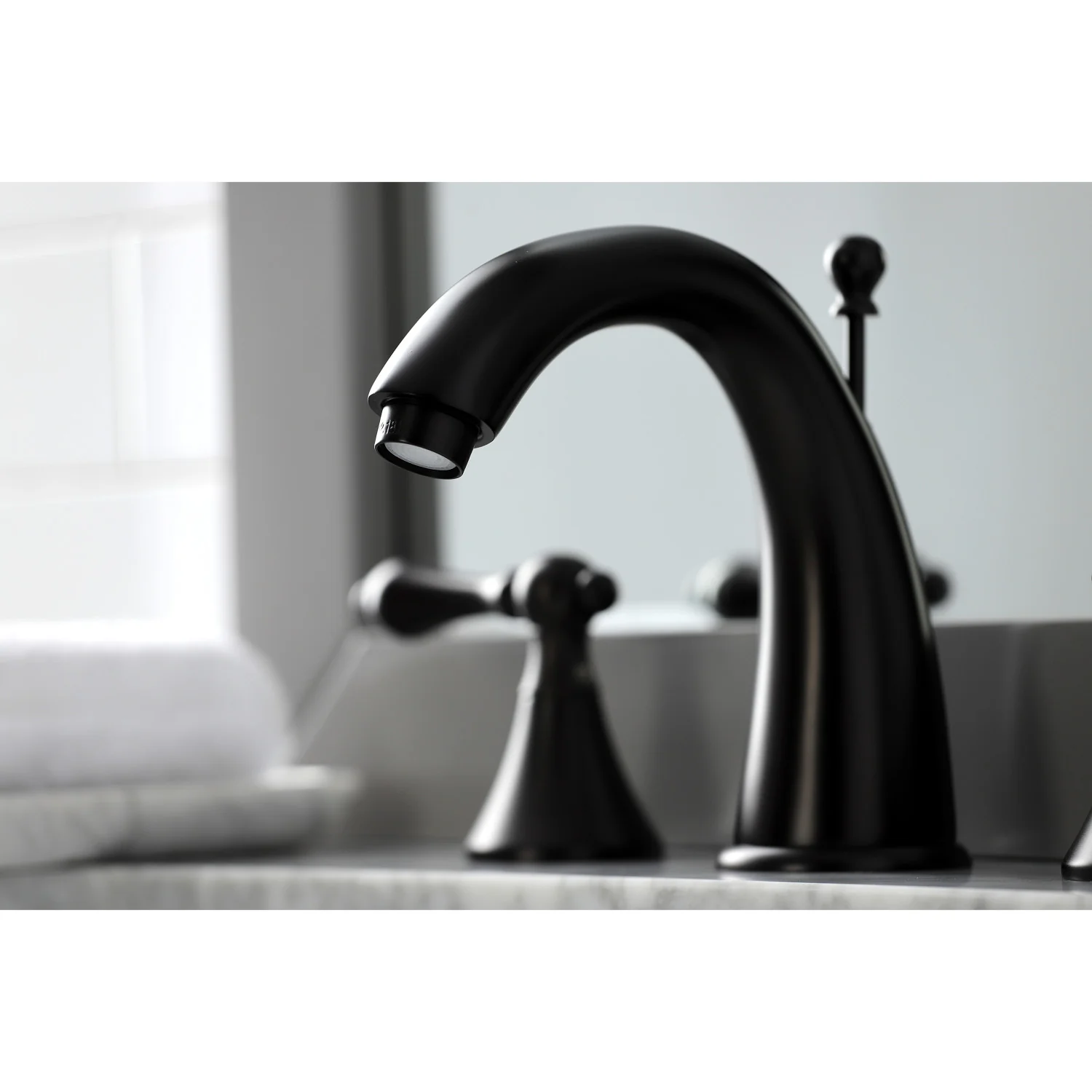 Kingston Tulare KS2975AL - Naples Two-Handle 3-Hole Deck Mount Widespread Bathroom Faucet with Brass Pop-Up, Oil Rubbed Bronze - Image 5