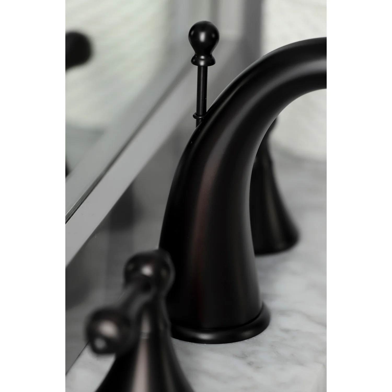 Kingston Tulare KS2975AL - Naples Two-Handle 3-Hole Deck Mount Widespread Bathroom Faucet with Brass Pop-Up, Oil Rubbed Bronze - Image 6