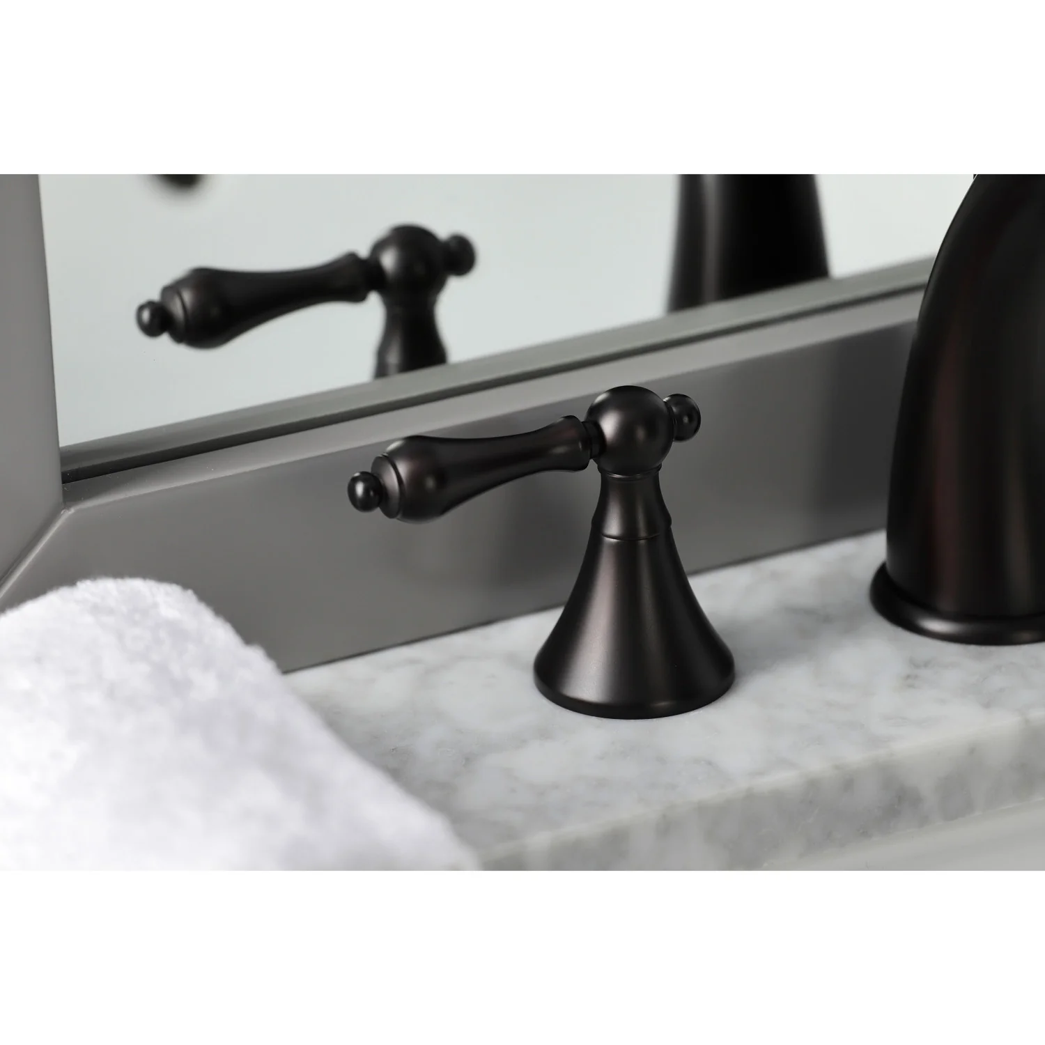 Kingston Tulare KS2975AL - Naples Two-Handle 3-Hole Deck Mount Widespread Bathroom Faucet with Brass Pop-Up, Oil Rubbed Bronze - Image 7