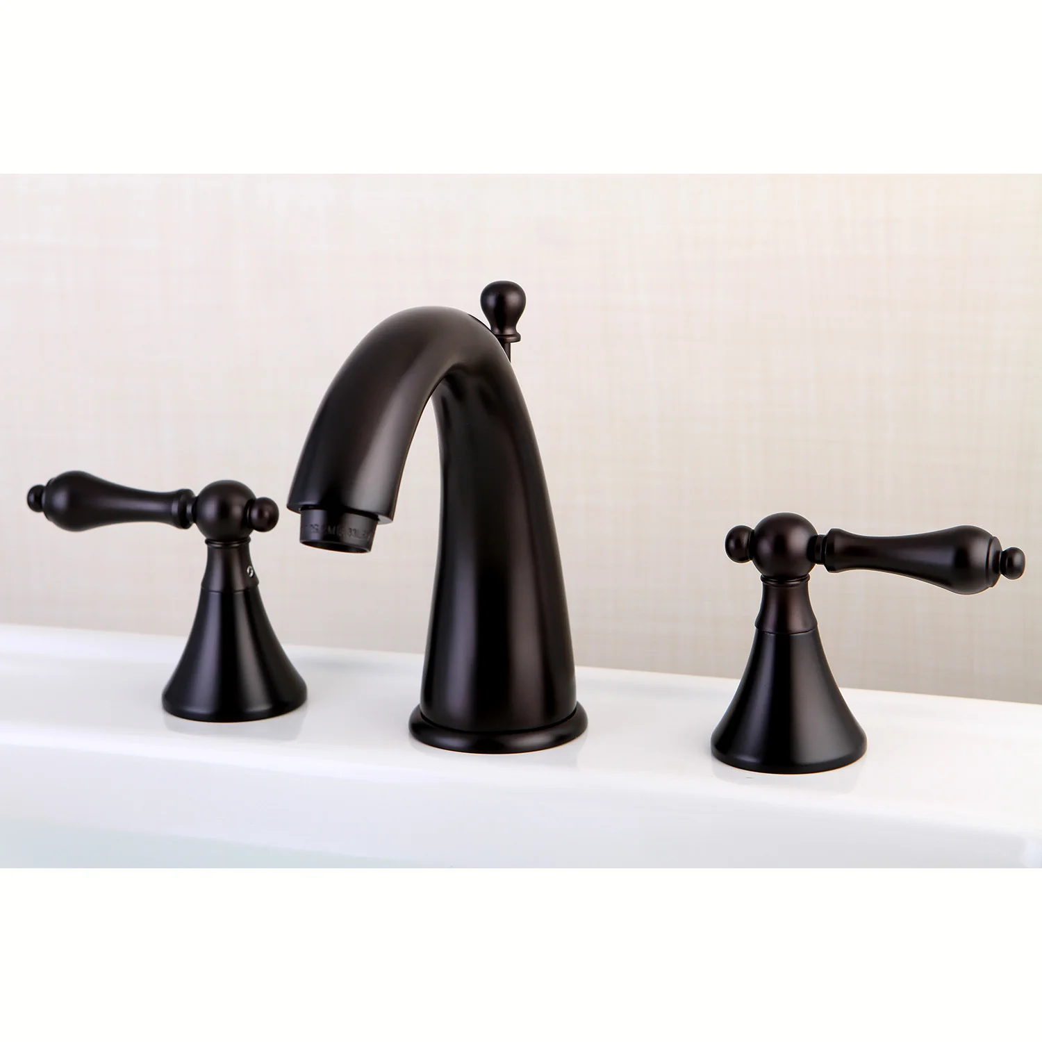 Kingston Tulare KS2975AL - Naples Two-Handle 3-Hole Deck Mount Widespread Bathroom Faucet with Brass Pop-Up, Oil Rubbed Bronze - Image 8