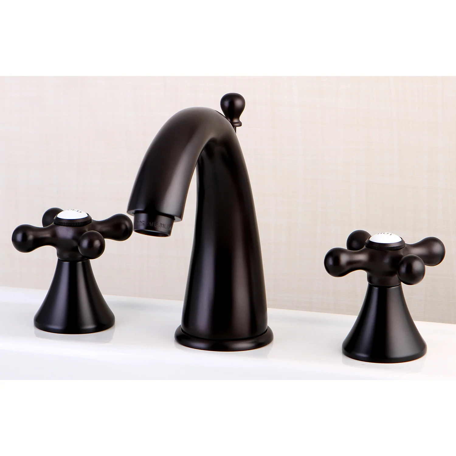 Kingston Tulare KS2975AX - Naples Two-Handle 3-Hole Deck Mount Widespread Bathroom Faucet with Brass Pop-Up, Oil Rubbed Bronze - Image 2