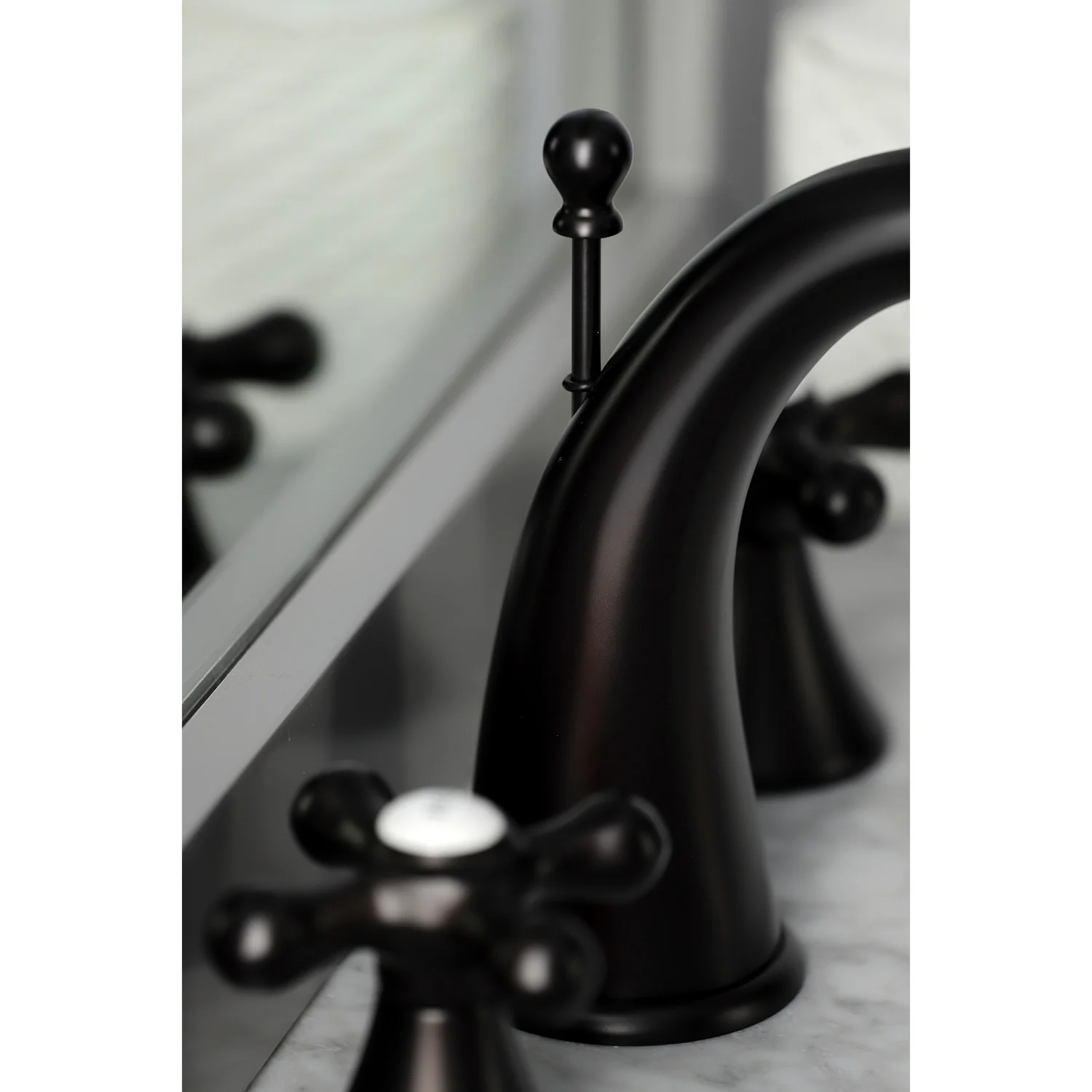 Kingston Tulare KS2975AX - Naples Two-Handle 3-Hole Deck Mount Widespread Bathroom Faucet with Brass Pop-Up, Oil Rubbed Bronze - Image 4