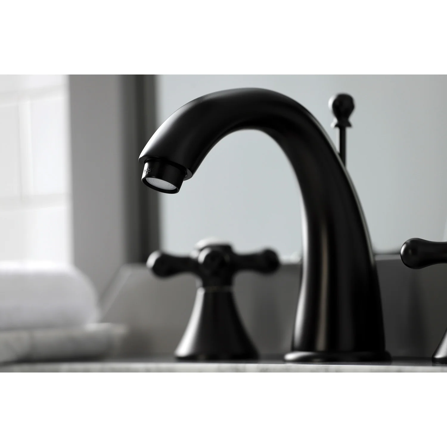 Kingston Tulare KS2975AX - Naples Two-Handle 3-Hole Deck Mount Widespread Bathroom Faucet with Brass Pop-Up, Oil Rubbed Bronze - Image 5