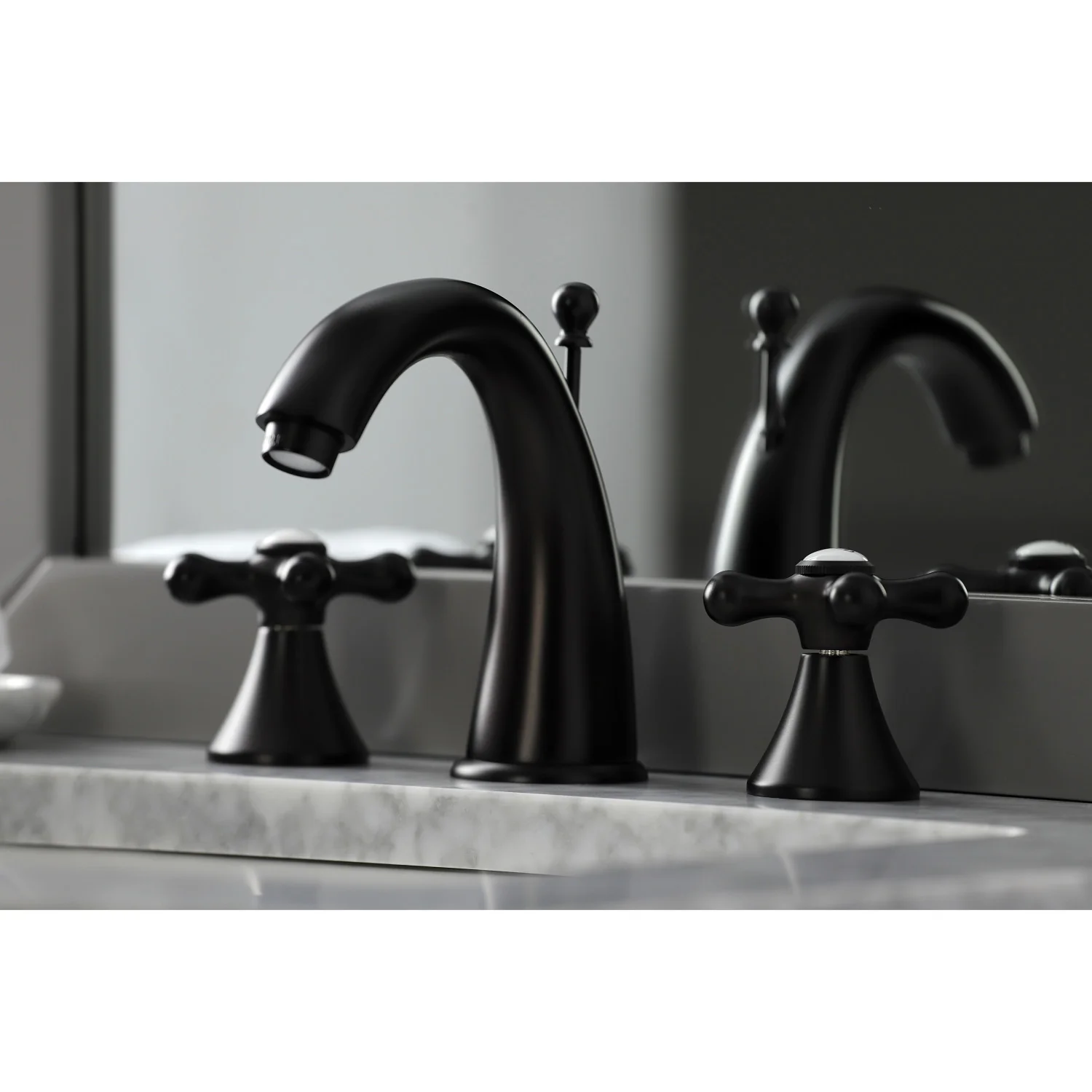 Kingston Tulare KS2975AX - Naples Two-Handle 3-Hole Deck Mount Widespread Bathroom Faucet with Brass Pop-Up, Oil Rubbed Bronze - Image 7