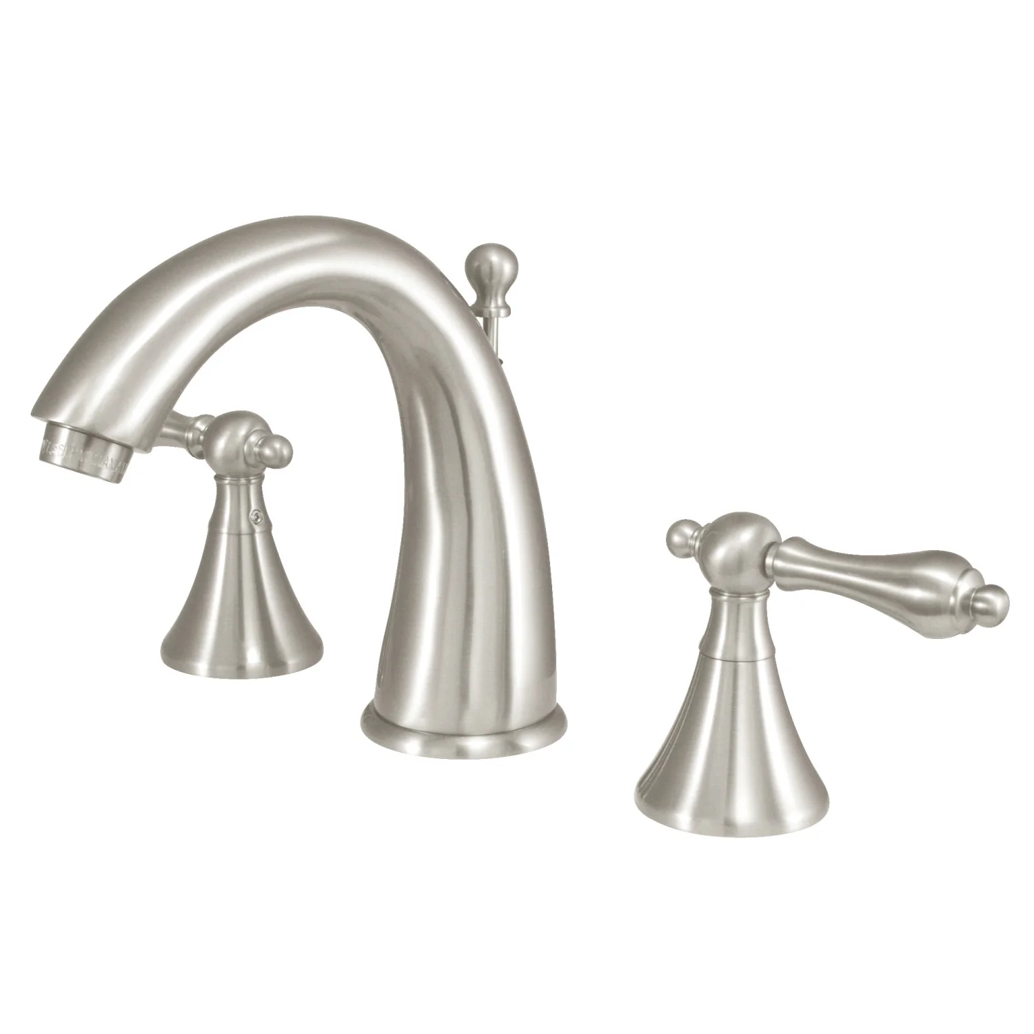 Kingston Tulare KS2978AL - Naples Two-Handle 3-Hole Deck Mount Widespread Bathroom Faucet with Brass Pop-Up, Brushed Nickel