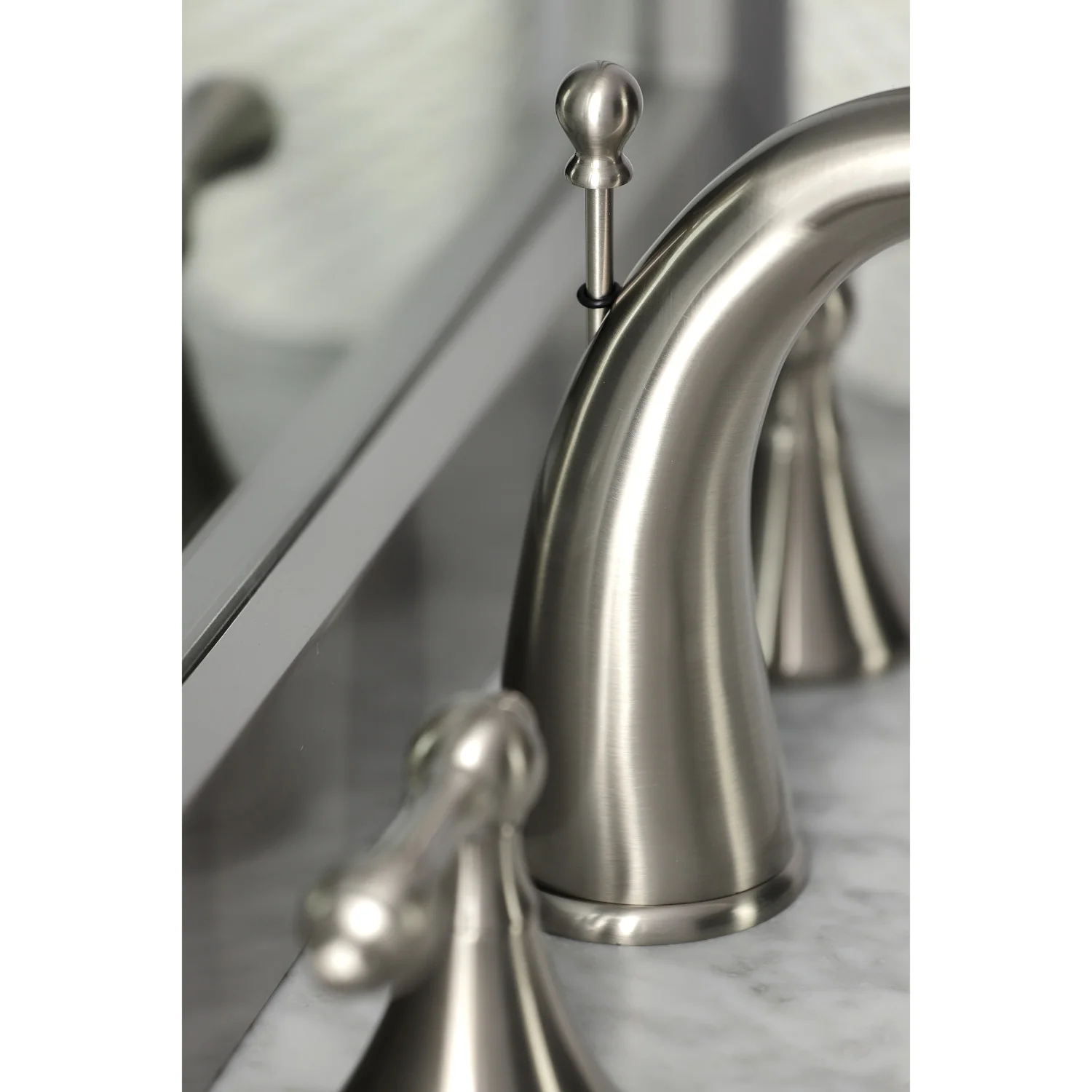 Kingston Tulare KS2978AL - Naples Two-Handle 3-Hole Deck Mount Widespread Bathroom Faucet with Brass Pop-Up, Brushed Nickel - Image 3